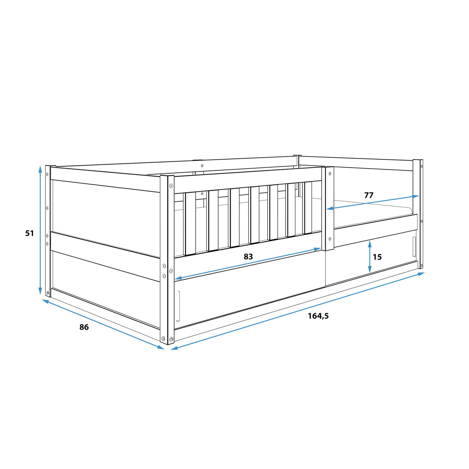 Dětská postel SMART 2 80x160 cm - borovice-bílá — fotka 3