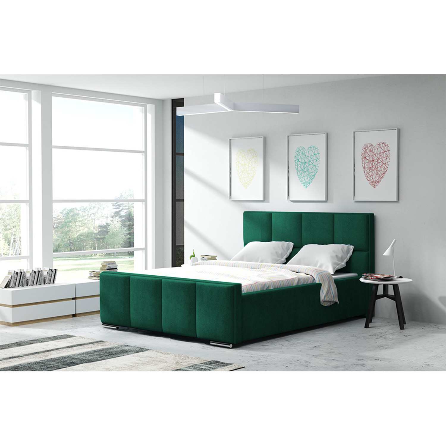 Postel OLIVIA 13 STANDARD 140x200 cm - stříbrné nohy Grafitová — fotka 4