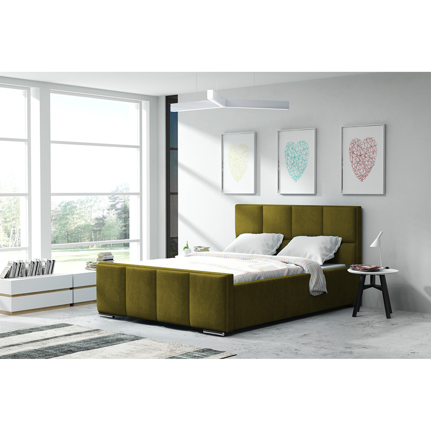 Postel OLIVIA 13 STANDARD 140x200 cm - stříbrné nohy Grafitová — fotka 3