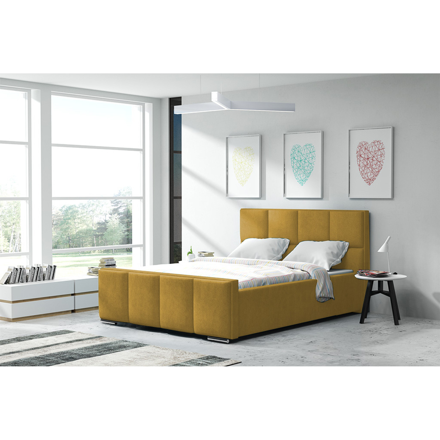 Postel OLIVIA 13 STANDARD 140x200 cm - stříbrné nohy Grafitová — fotka 2