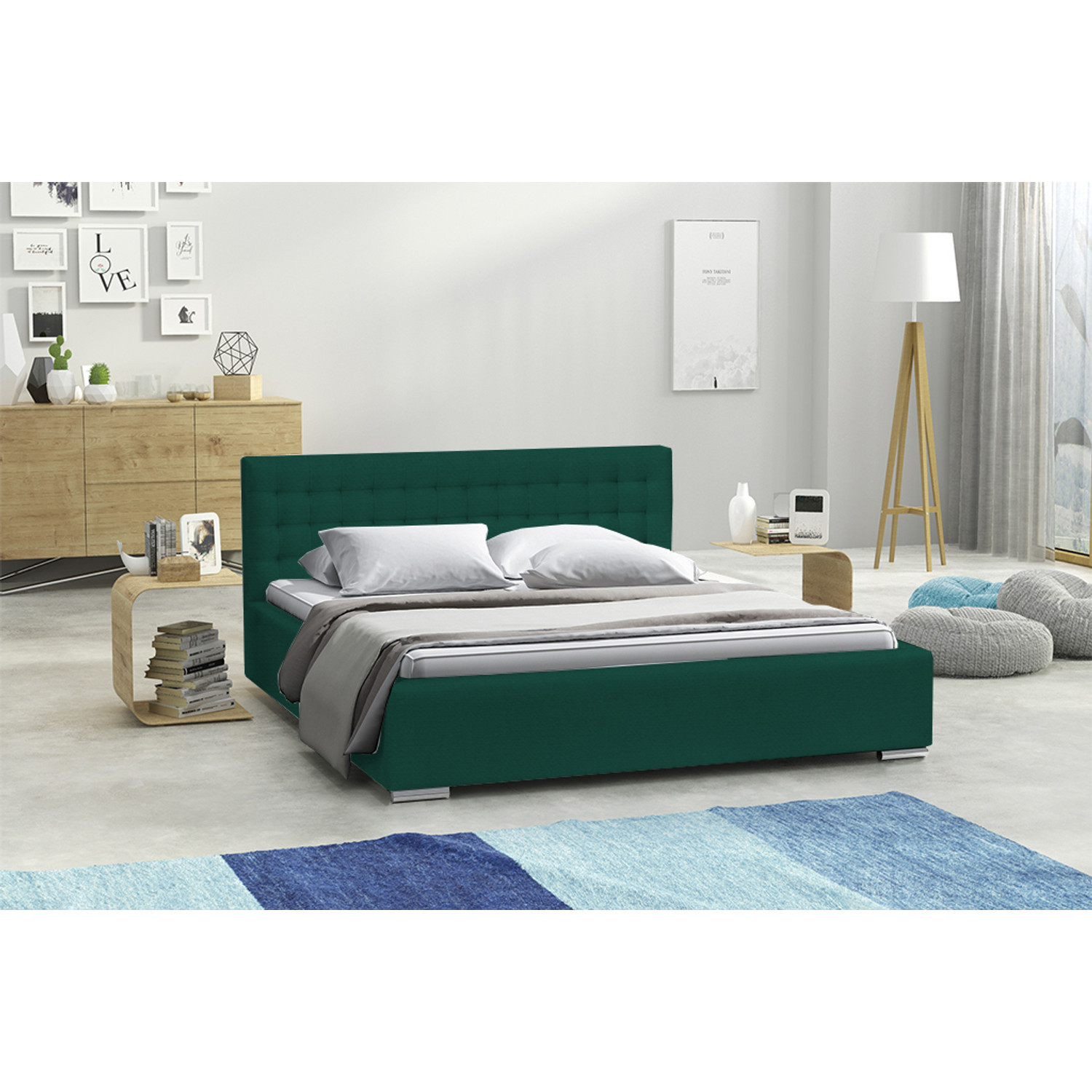 Postel IAN 19 STANDARD 180x200 cm - stříbrné nohy Zelená — fotka 3