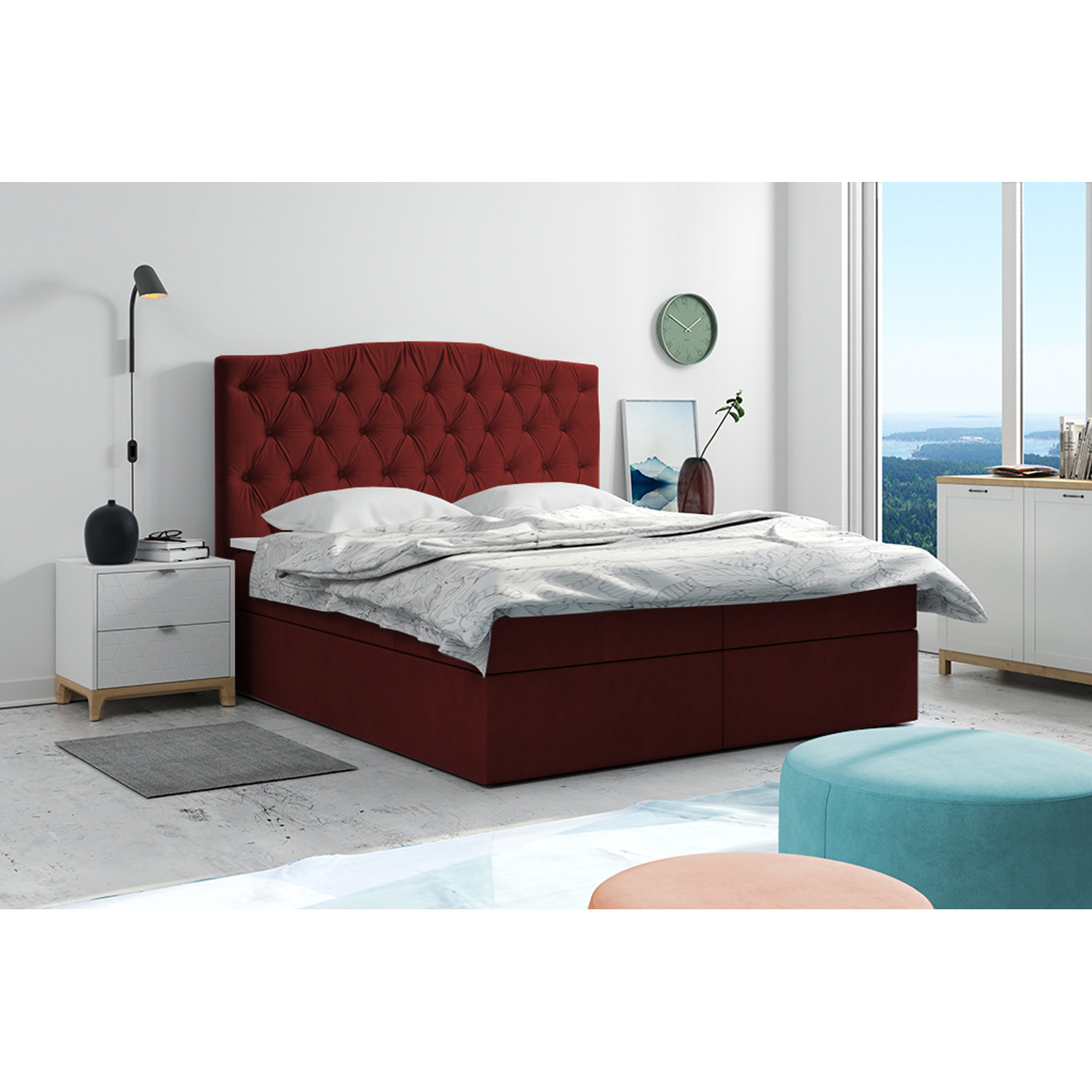Postel 59 LIMA 200x200 cm s úložným prostorem Světle hnědá — fotka 6
