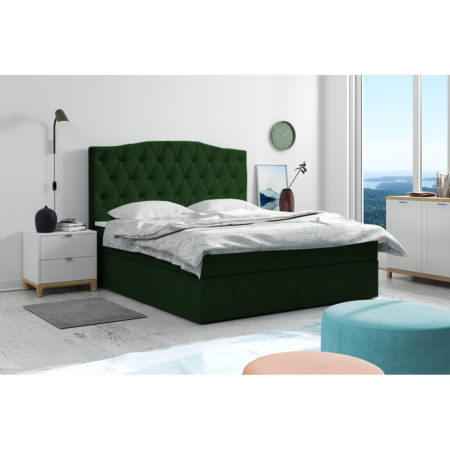 Postel 59 LIMA 200x200 cm s úložným prostorem Světle hnědá — fotka 3