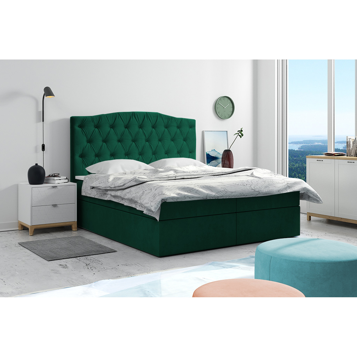 Postel 59 LIMA 200x200 cm s úložným prostorem Světle hnědá — fotka 2