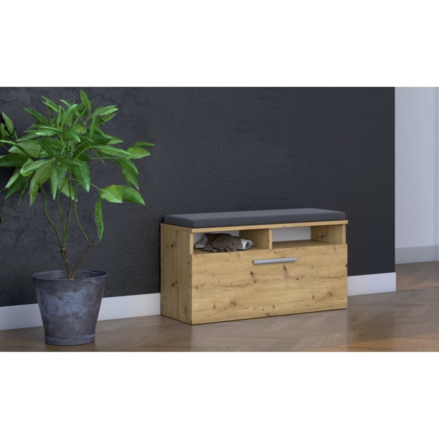Velký botník se sedátkem RIVA dub artisan — fotka 3