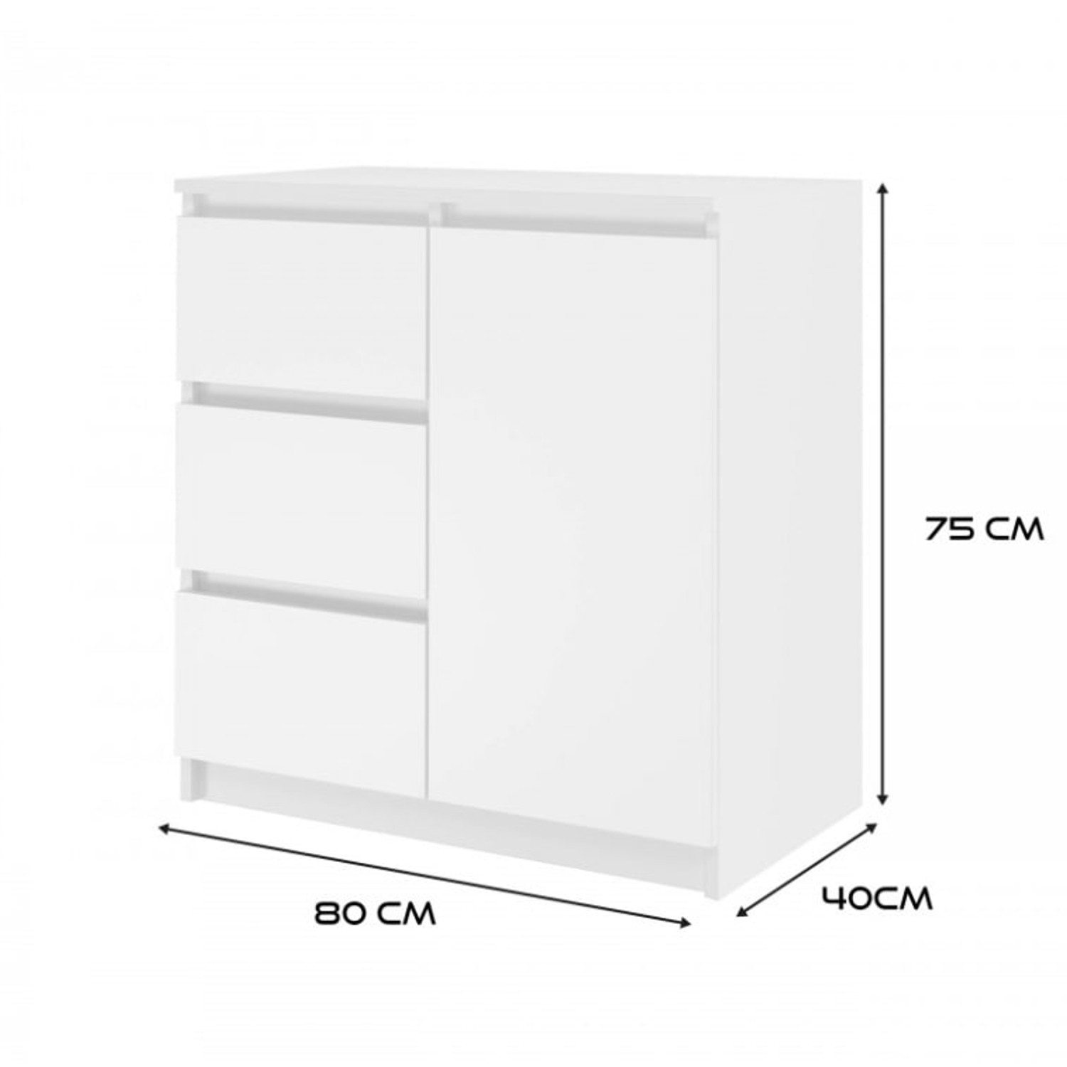 Komoda 1D3S - bílá — fotka 5