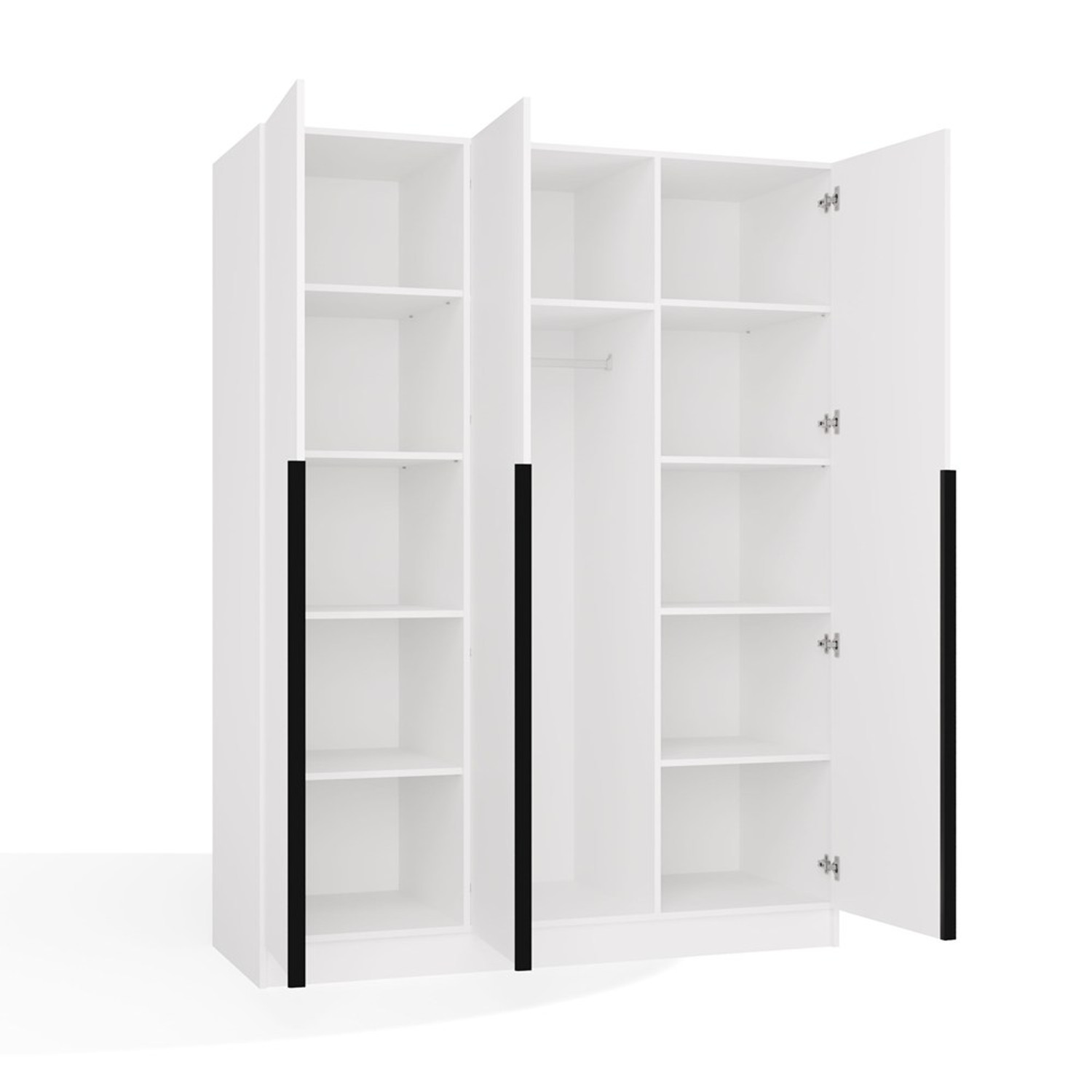 Šatní skříň SENSO 3D - bílá - černé úchytky — fotka 2