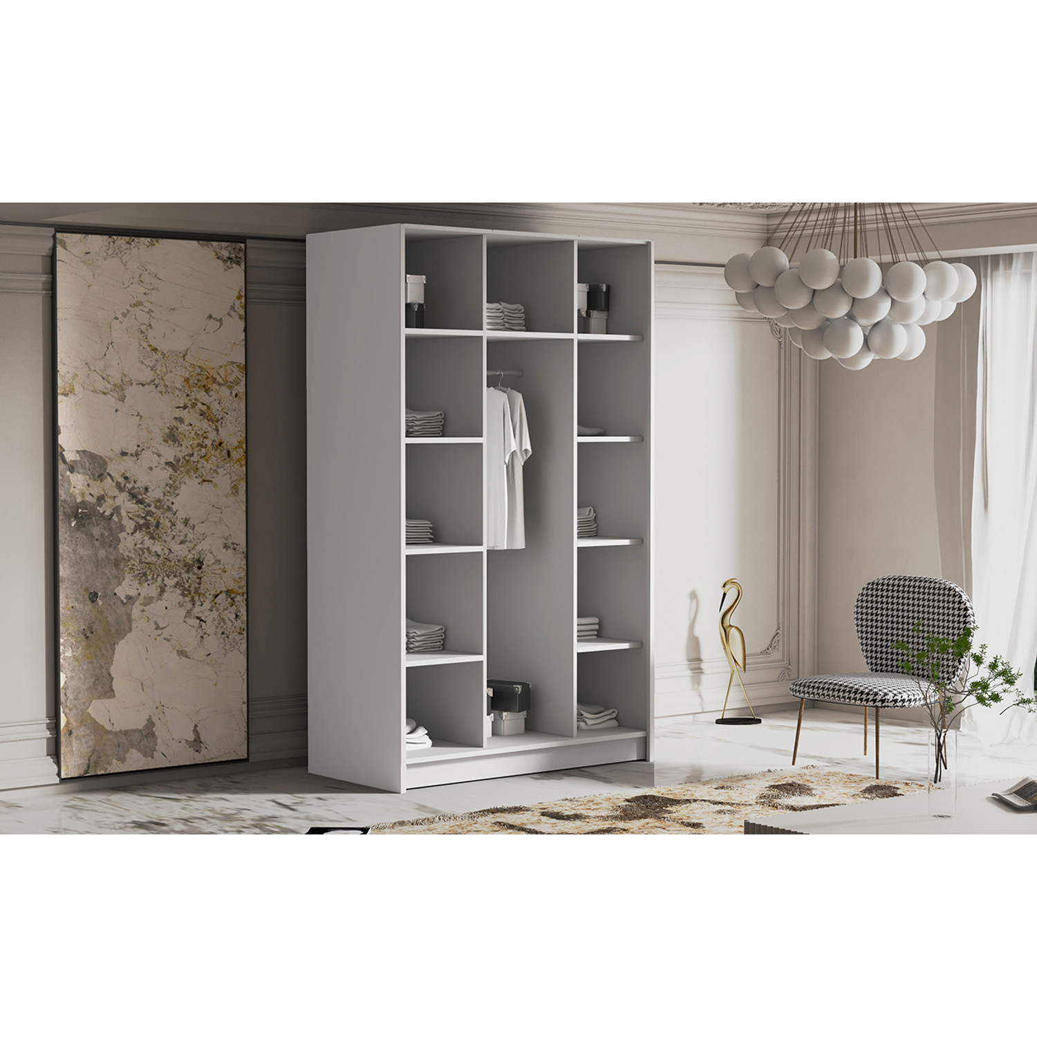 Šatní skříň CAMON 150 cm černé úchytky — fotka 6