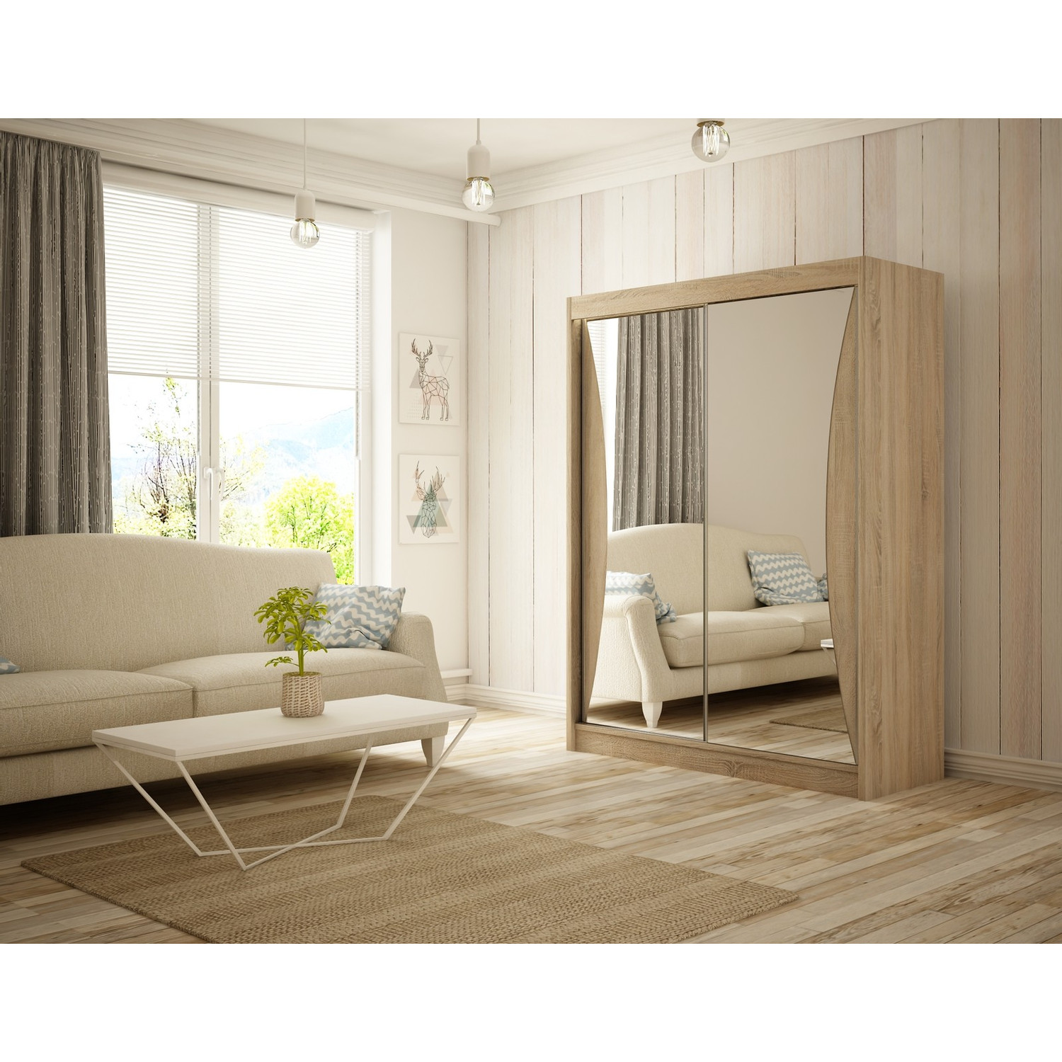 Kvalitní Šatní Skříň Twin 150 cm Černý mat — fotka 3