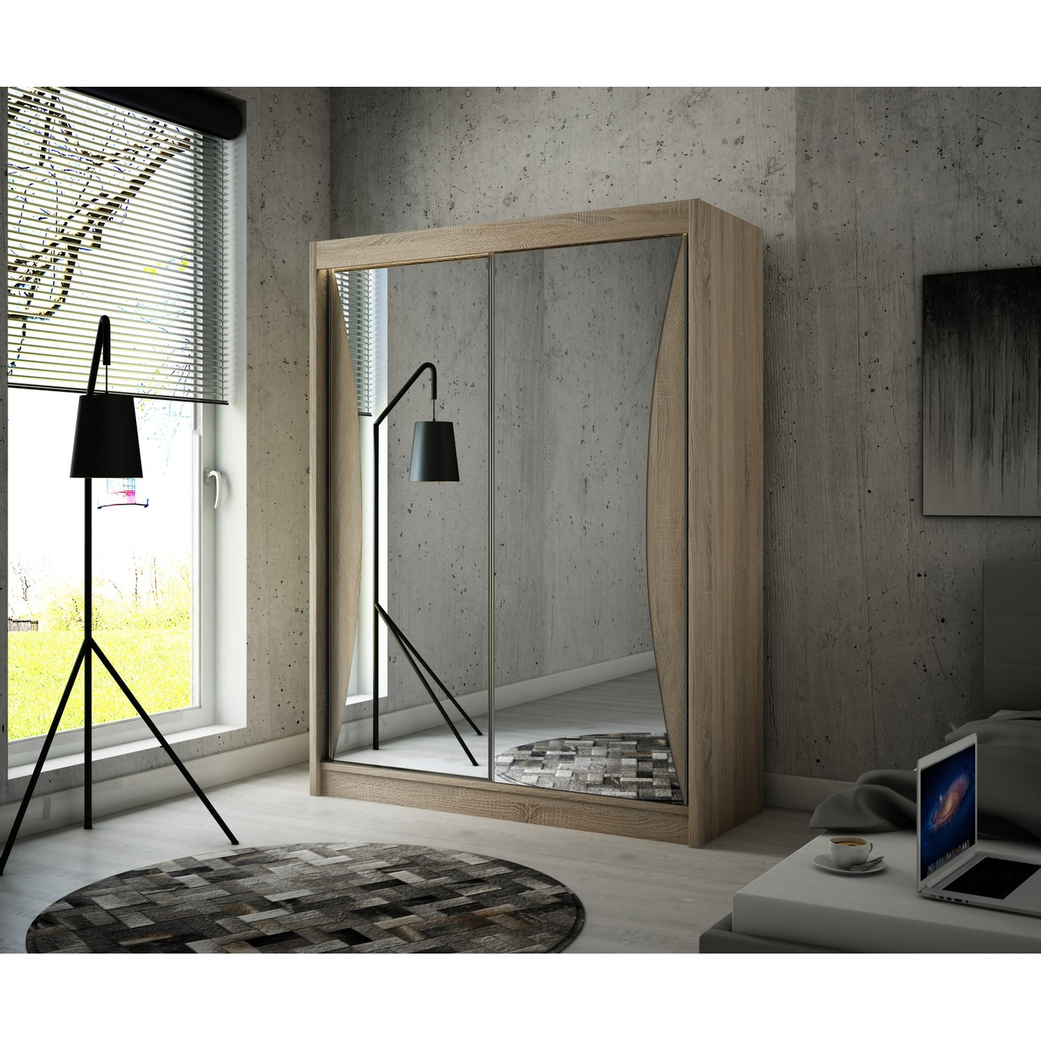 Kvalitní Šatní Skříň Twin 150 cm Černý mat — fotka 2