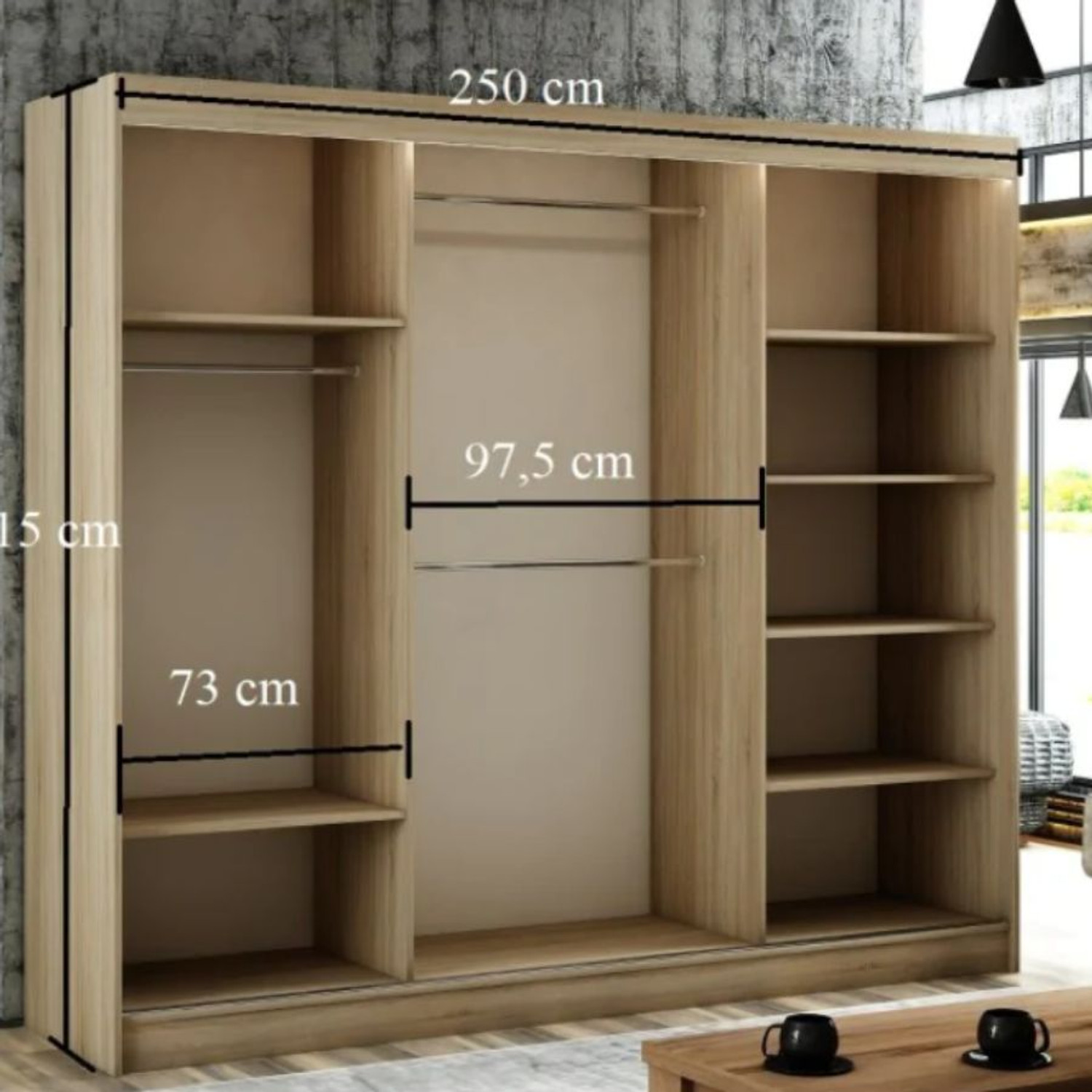 Kvalitní Šatní Skříň Pako 250 cm — fotka 4