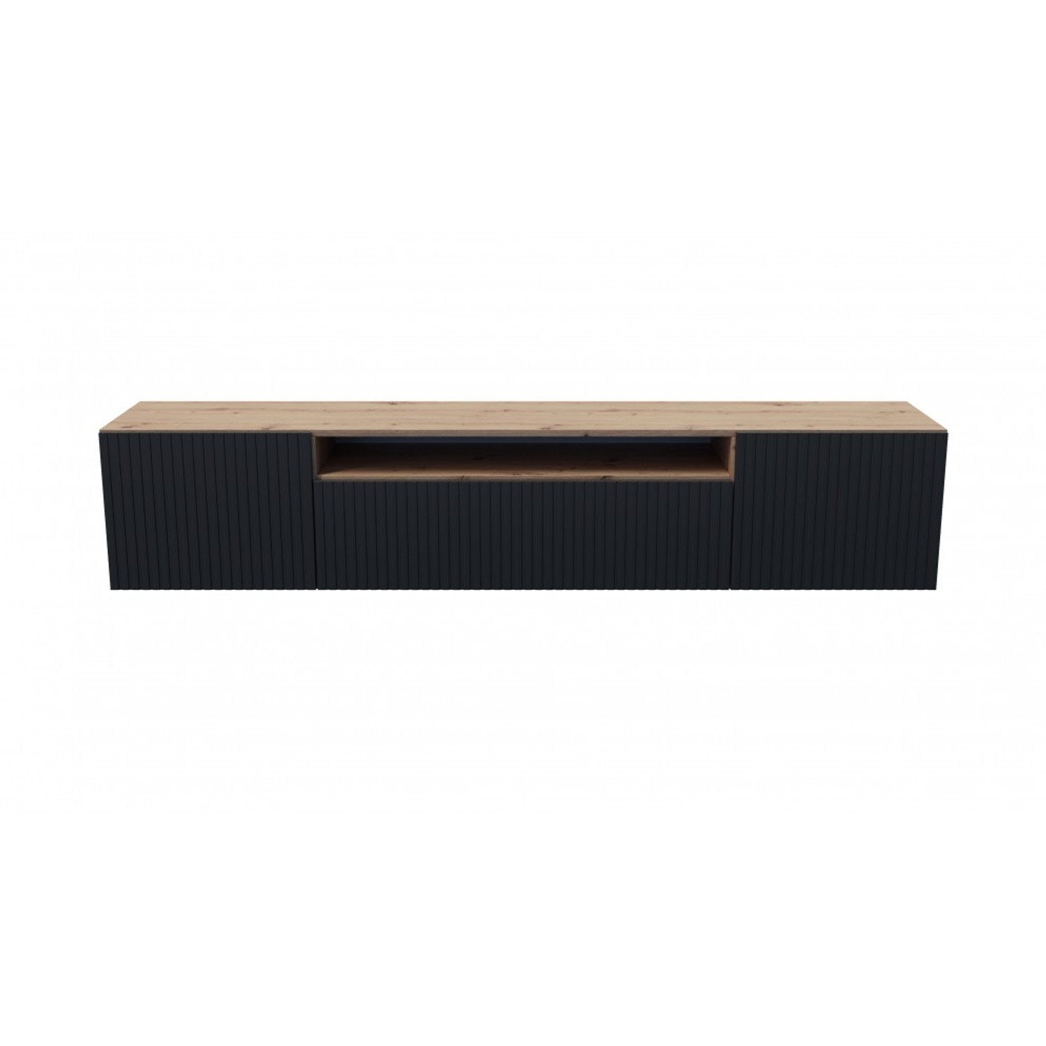 Závěsný televizní stolek RTV Remo 200 cm Černá - Dub artisan — fotka 2