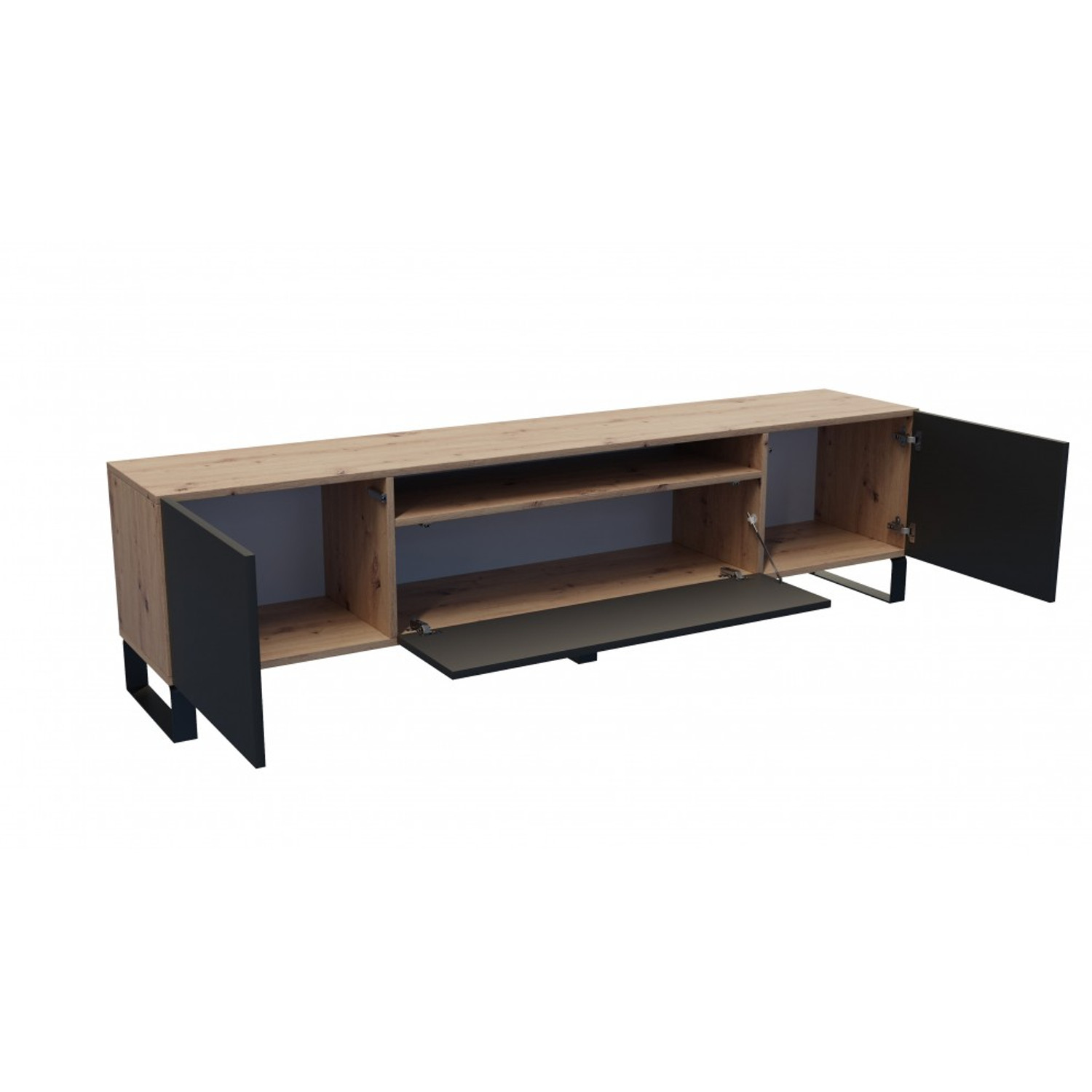 Televizní stolek RTV Leo Dub artisan-černá 200 cm — fotka 3