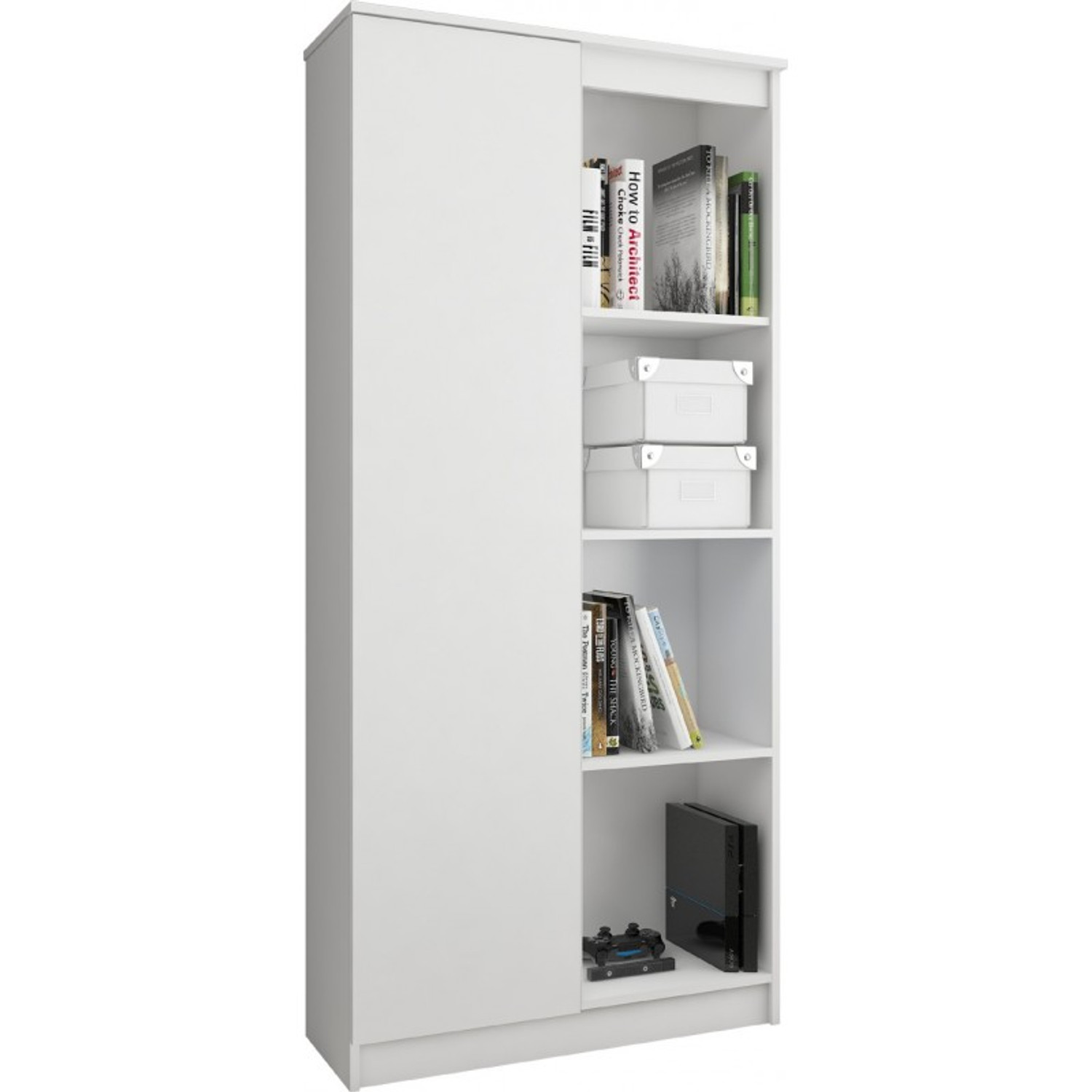 Regál R 80cm 1 dvířka 6 poliček bílá — fotka 2