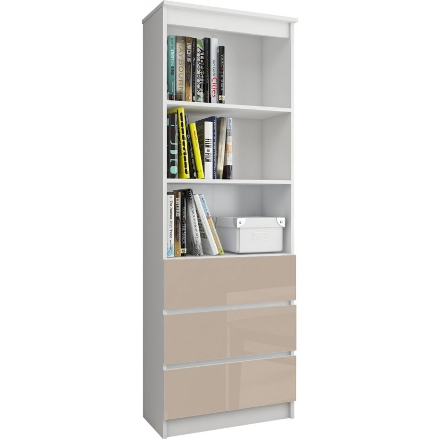 Regál R 60cm CLP 3 zásuvky 2 poličky cappuccino lesk — fotka 2