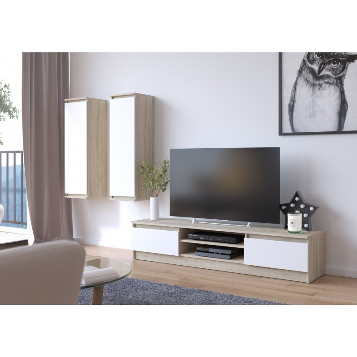 Vitrína CLP W 40 sonoma/bílá — fotka 2