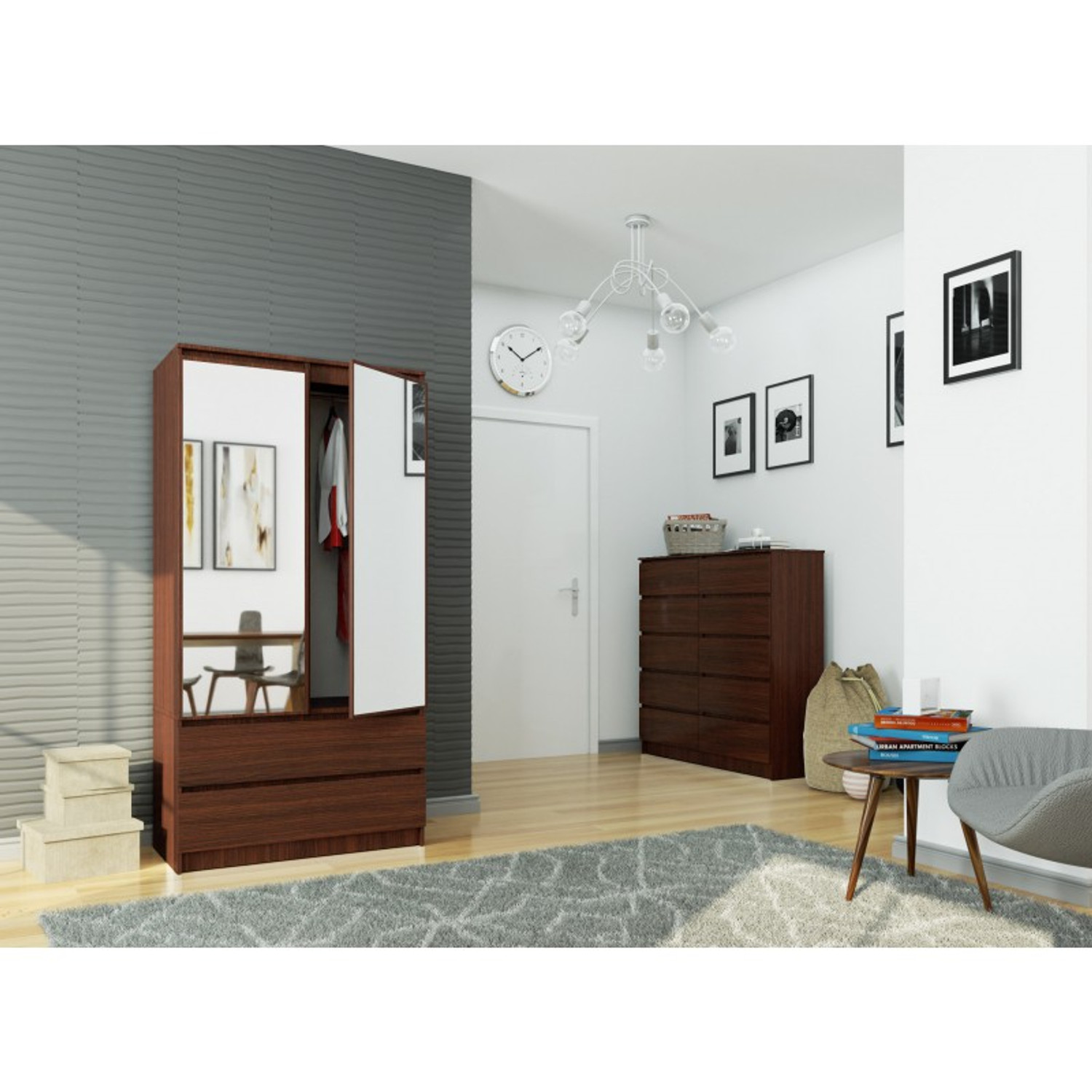 Šatní skříň S60 2D2SZ se zrcadly wenge — fotka 3