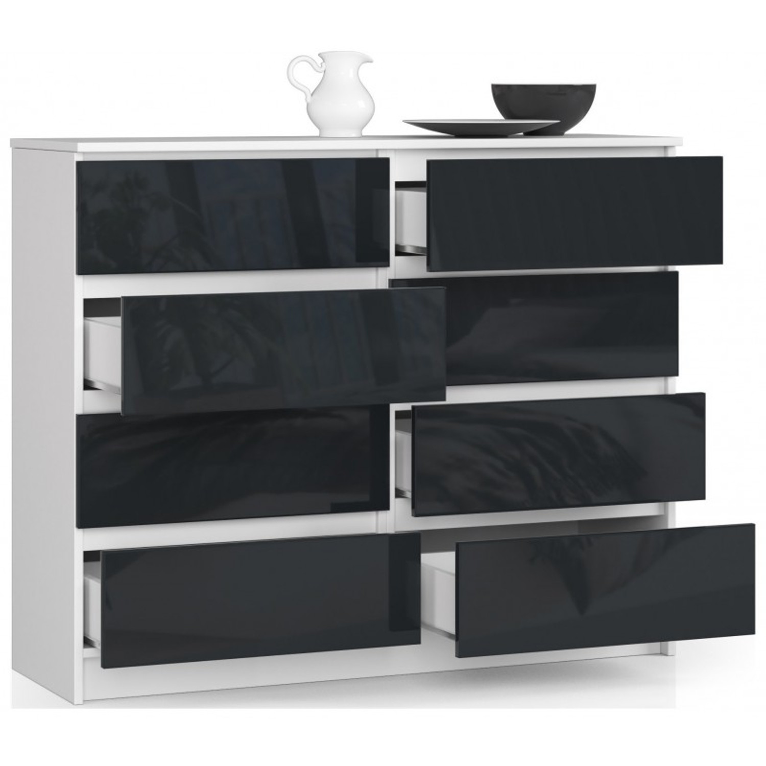Komoda K120 8SZ grafit lesk bílá — fotka 2