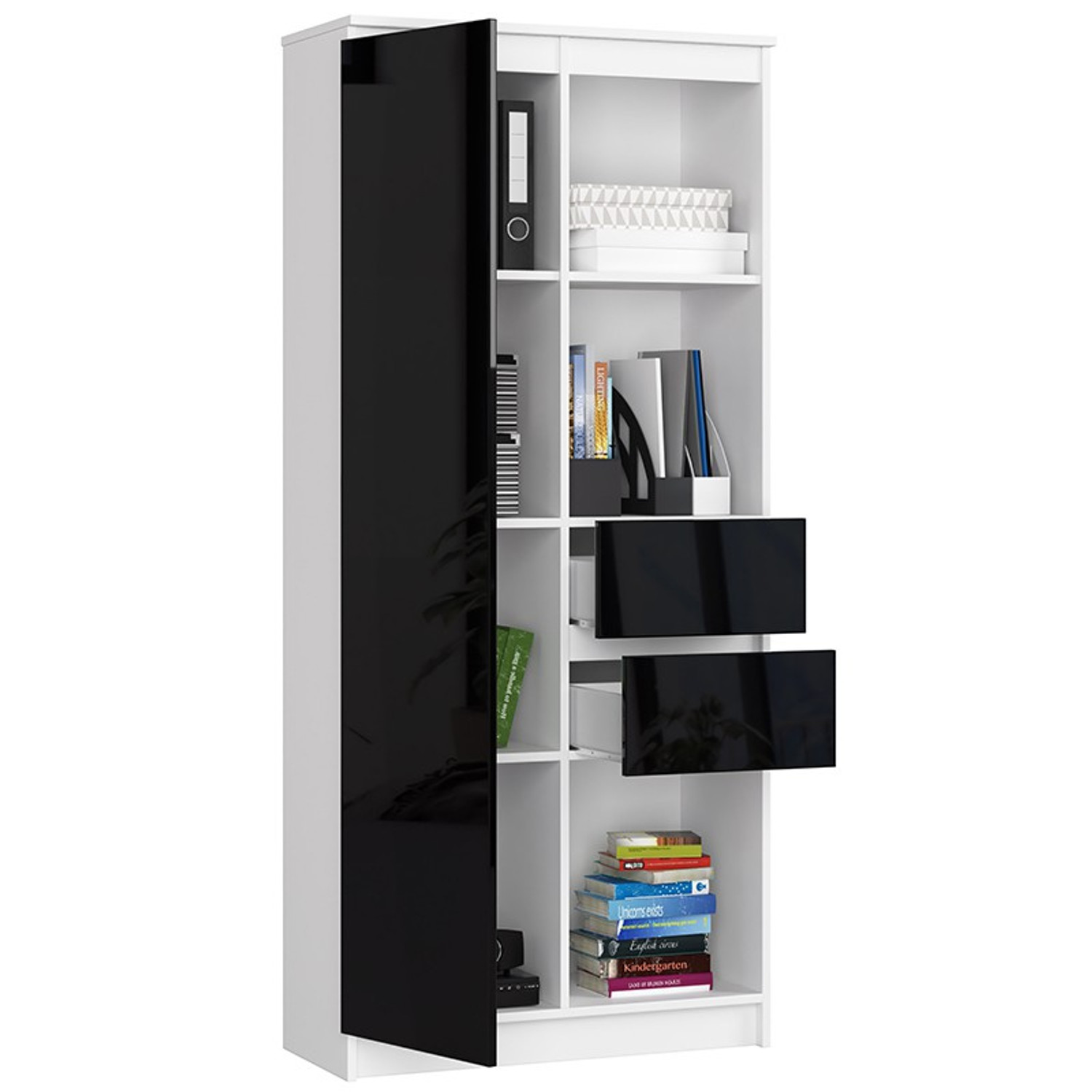Regál R15 R80 1D 2SZ-bílá/černá — fotka 2
