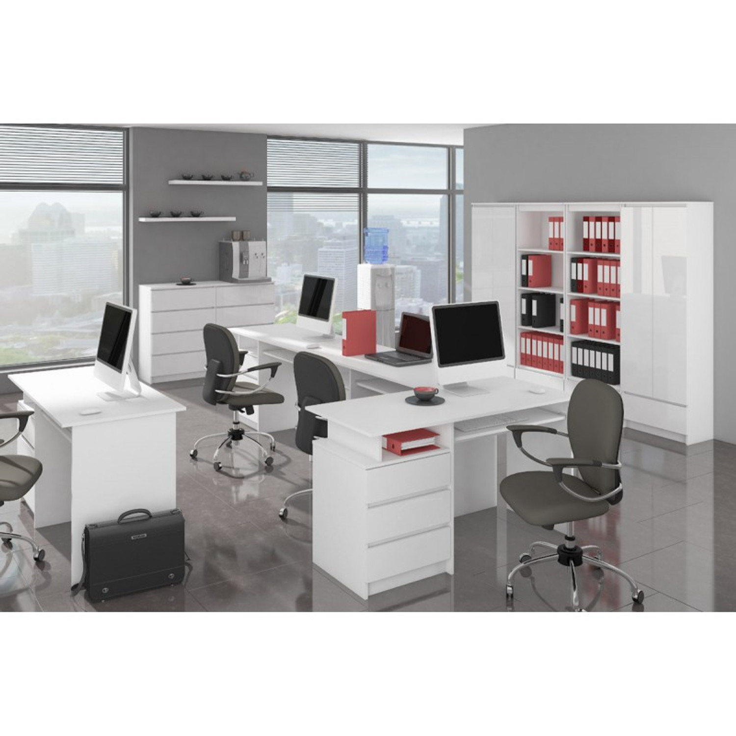 Komoda K120 6SZ CLP-bílá/bílý lesk — fotka 2