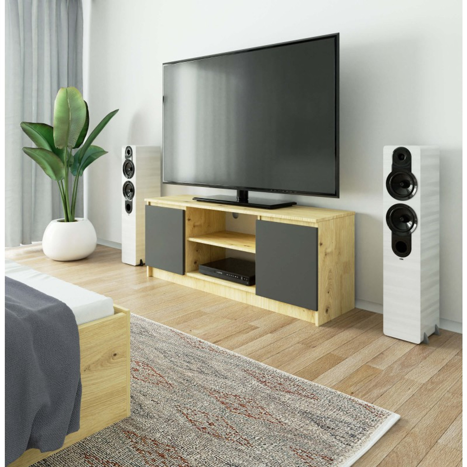 TV stolek RTV K140 dub artisan oak/grafit-šedá — fotka 3