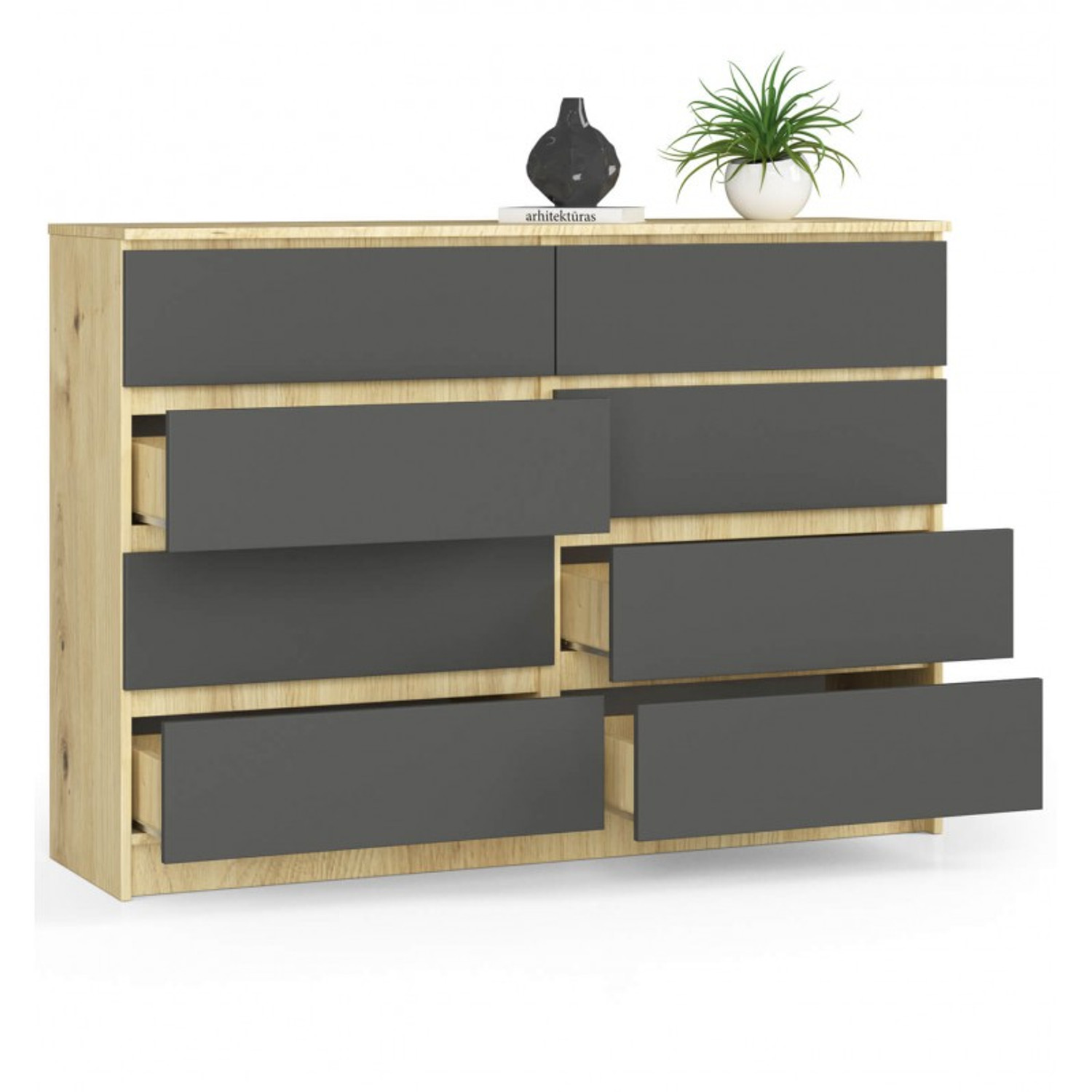 Komoda K140 8SZ artisan oak/šedý grafit — fotka 2