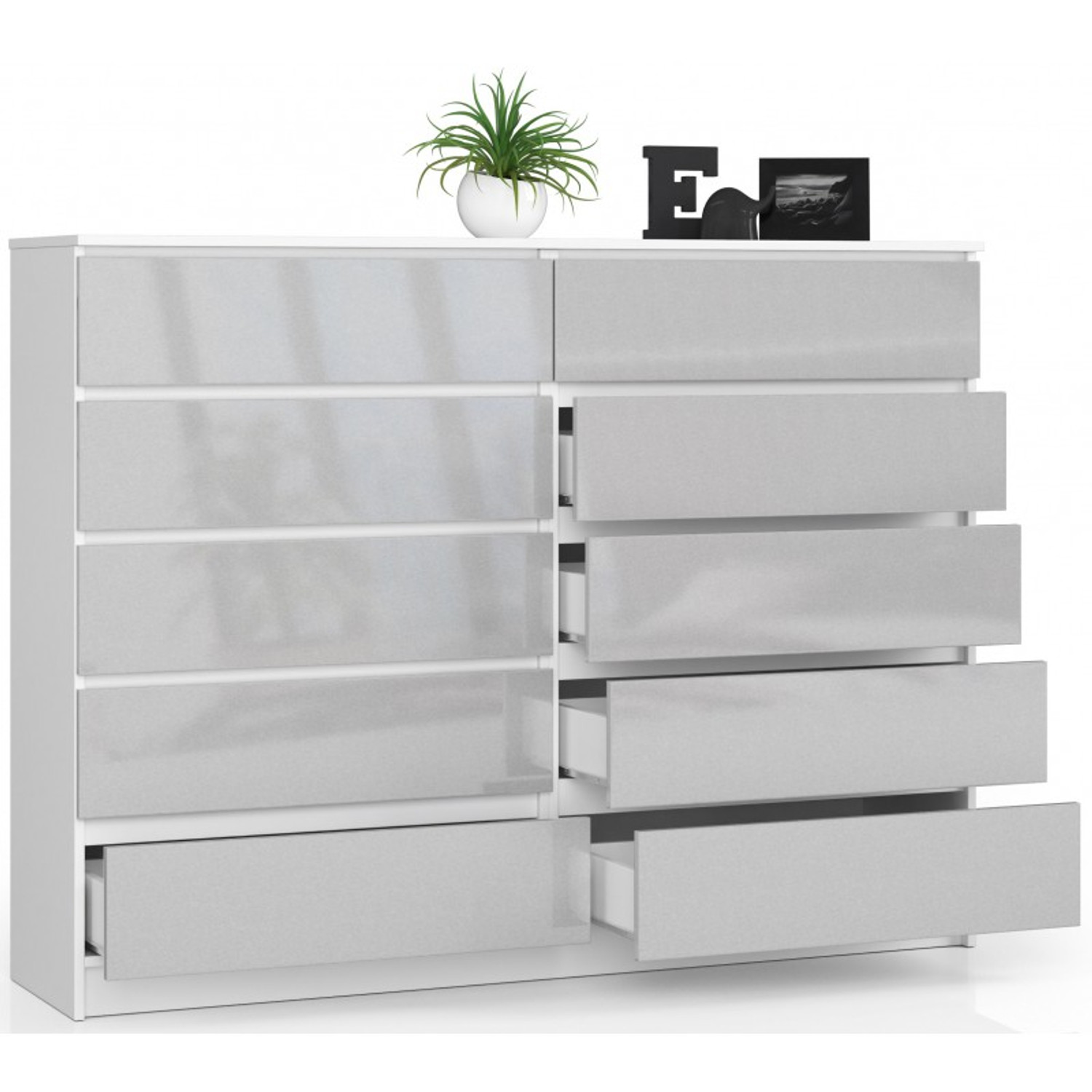 Komoda K160 10SZ bílá/metalic lesk — fotka 2