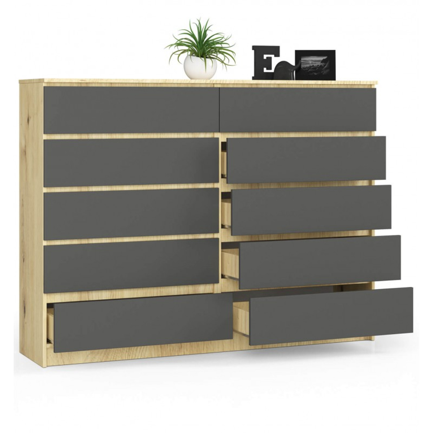 Komoda K160 10SZ artisan oak/šedý grafit — fotka 2