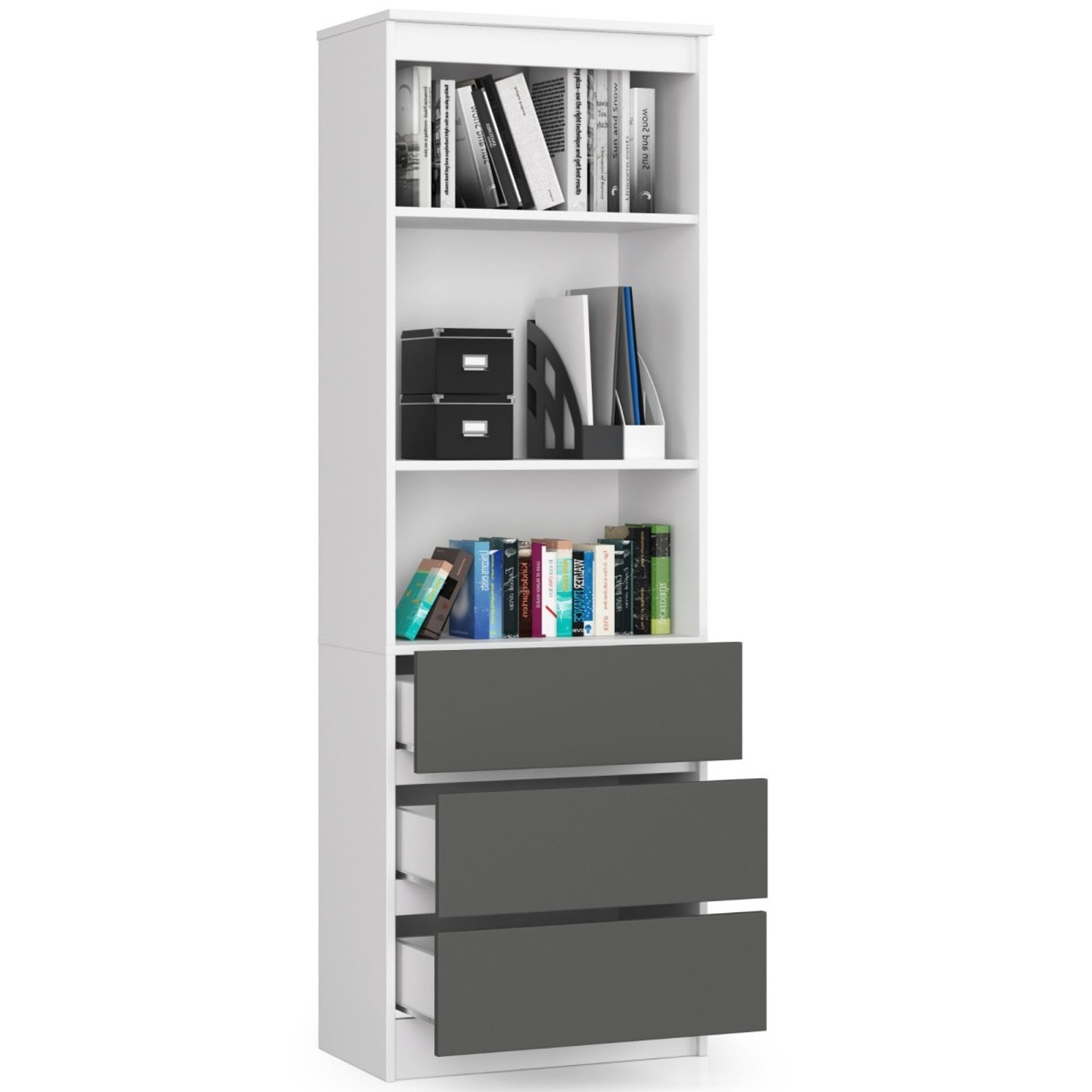 Regál R60 3SZ2P - bílá/grafit — fotka 3