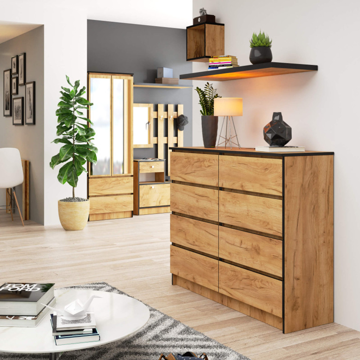 Komoda K120 8SZ CLP - řemeslný dub — fotka 4