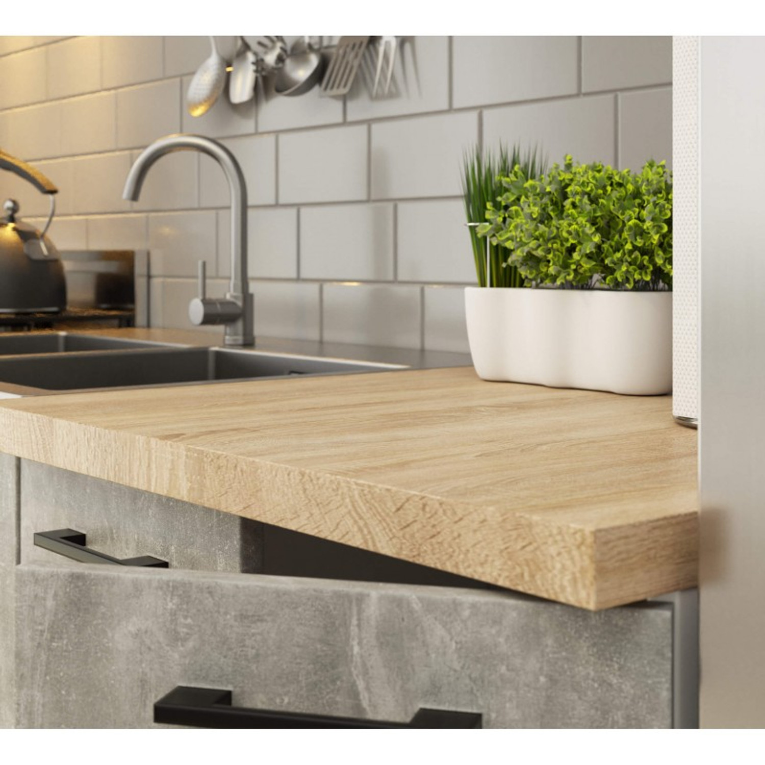 Kuchyňský set OLIVIA G2 2,4M - bílá/beton — fotka 4