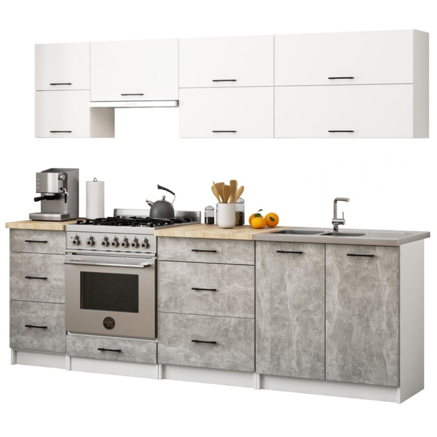 Kuchyňský set OLIVIA G2 2,4M - bílá/beton — fotka 2
