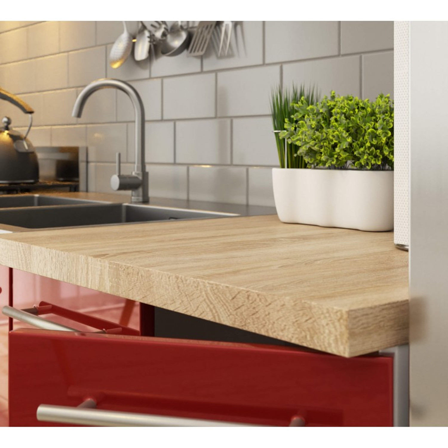 Kuchyňská skříňka OLIVIA S90/90 - bílá/červený lesk — fotka 4