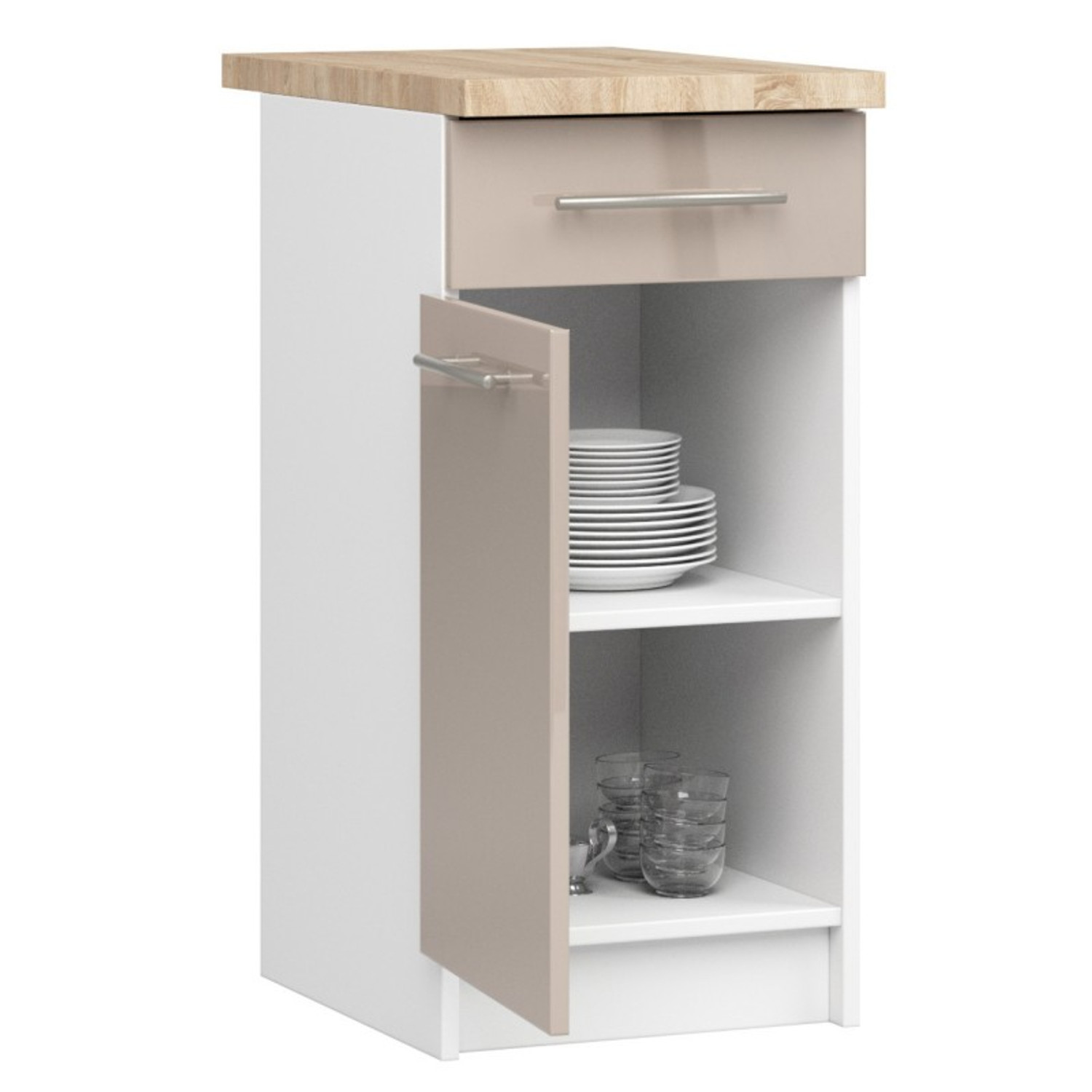 Kuchyňská skříňka OLIVIA S40 SZ1 - bílá/cappuccino lesk — fotka 3
