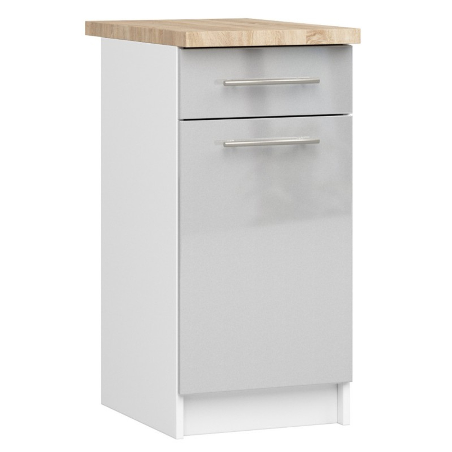 Kuchyňská skříňka OLIVIA S40 SZ1 - bílá/šedý lesk — fotka 2