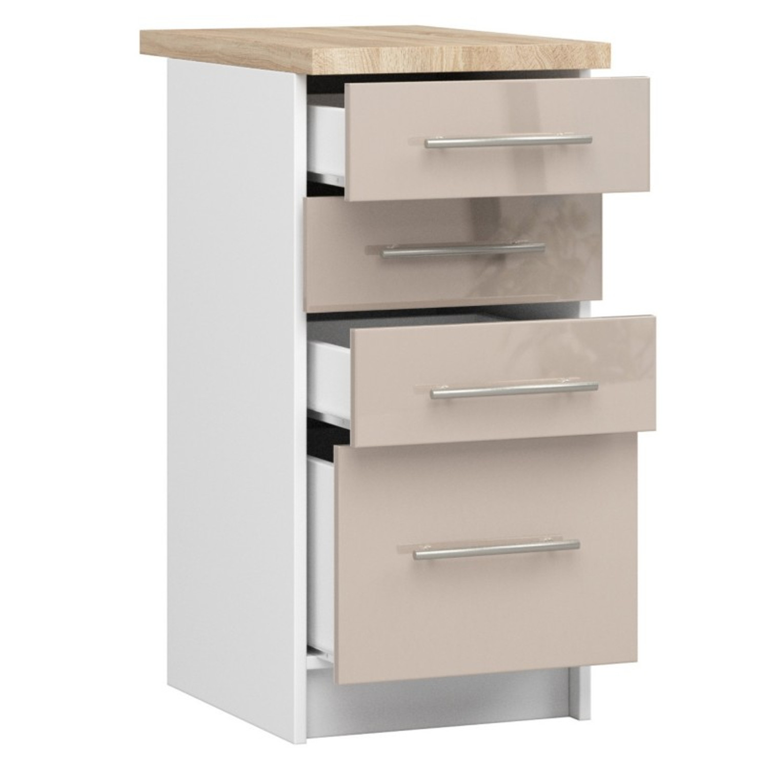 Kuchyňská skříňka OLIVIA S40 SZ4 - bílá/ cappuccino lesk — fotka 3