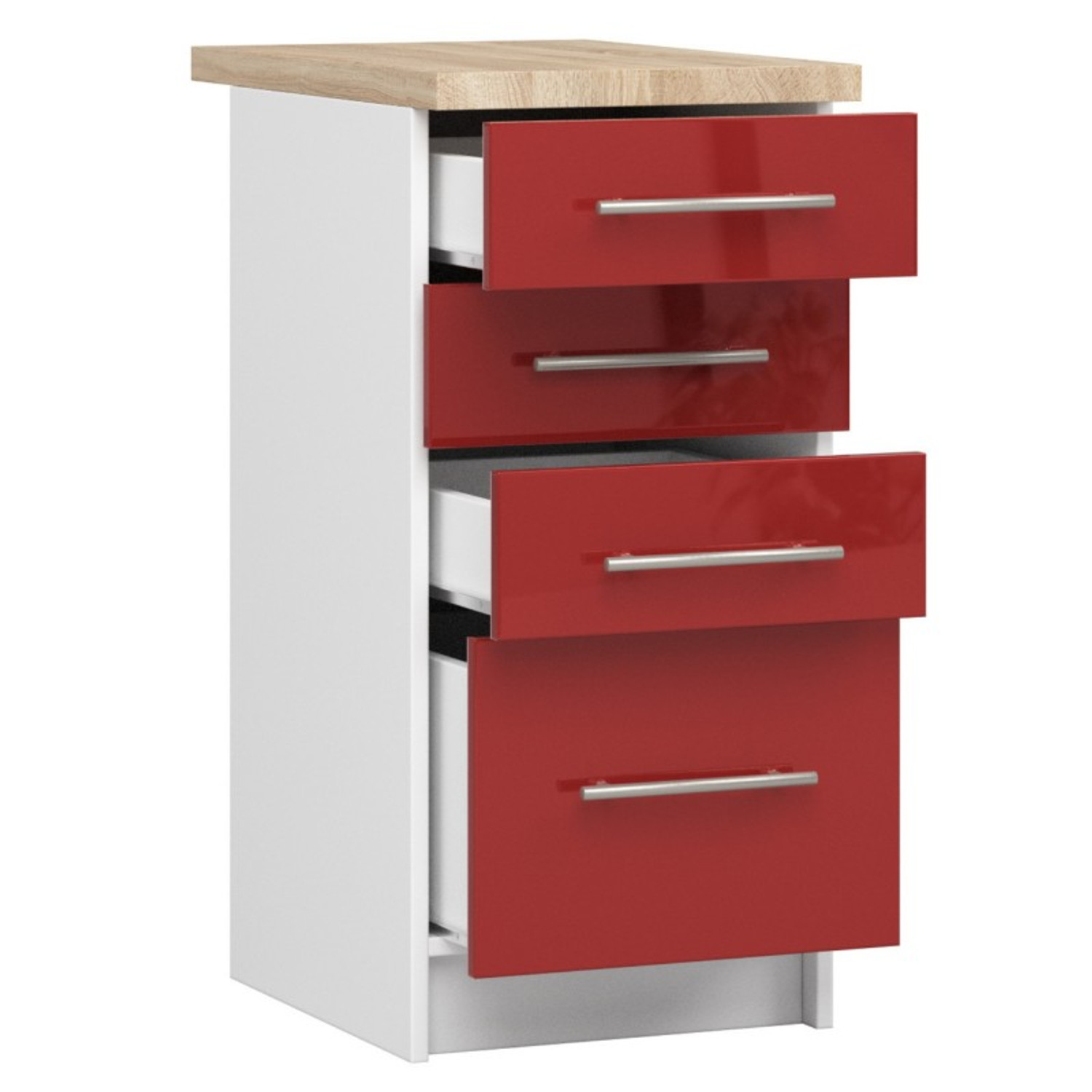 Kuchyňská skříňka OLIVIA S40 SZ4 - bílá/červený lesk — fotka 3