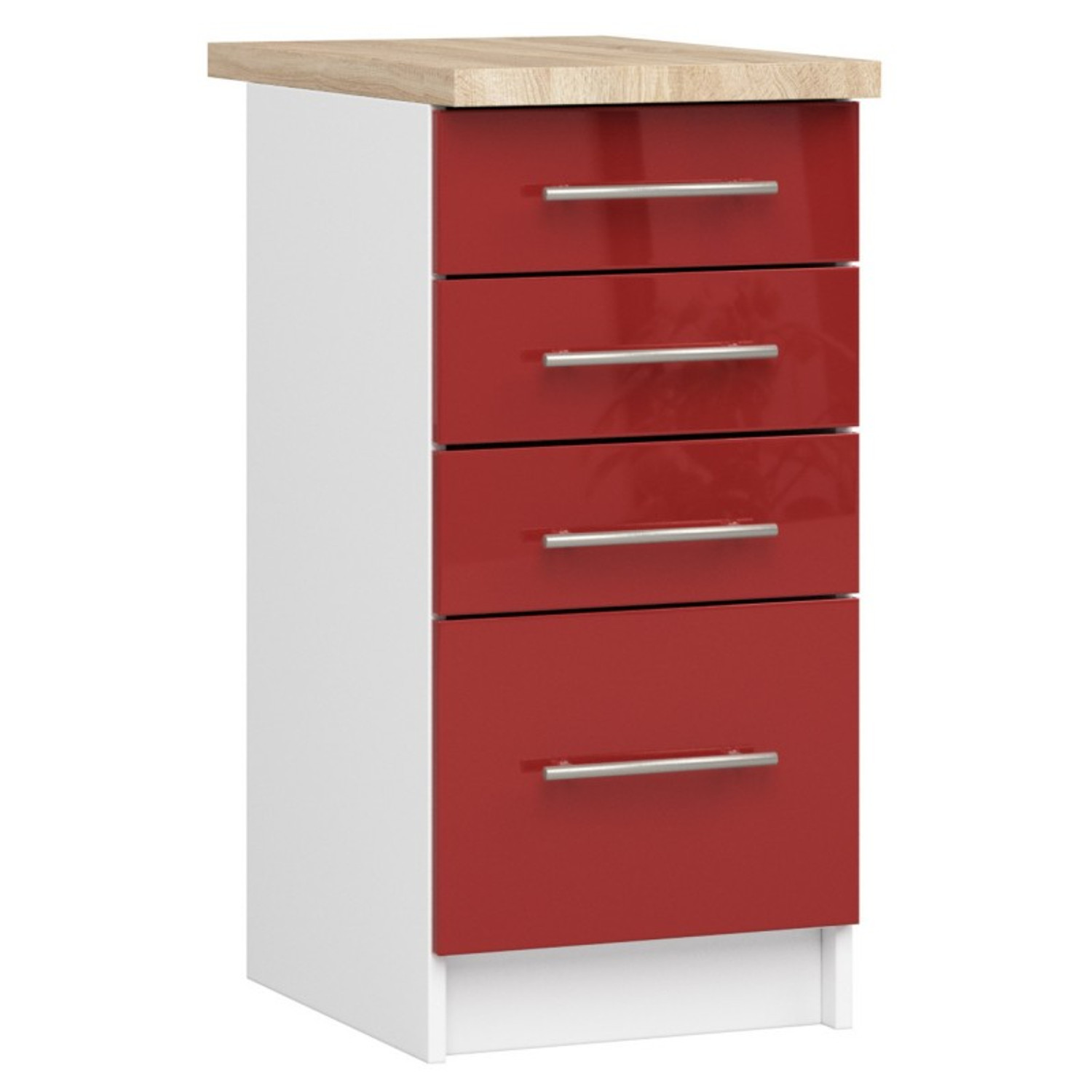 Kuchyňská skříňka OLIVIA S40 SZ4 - bílá/červený lesk — fotka 2