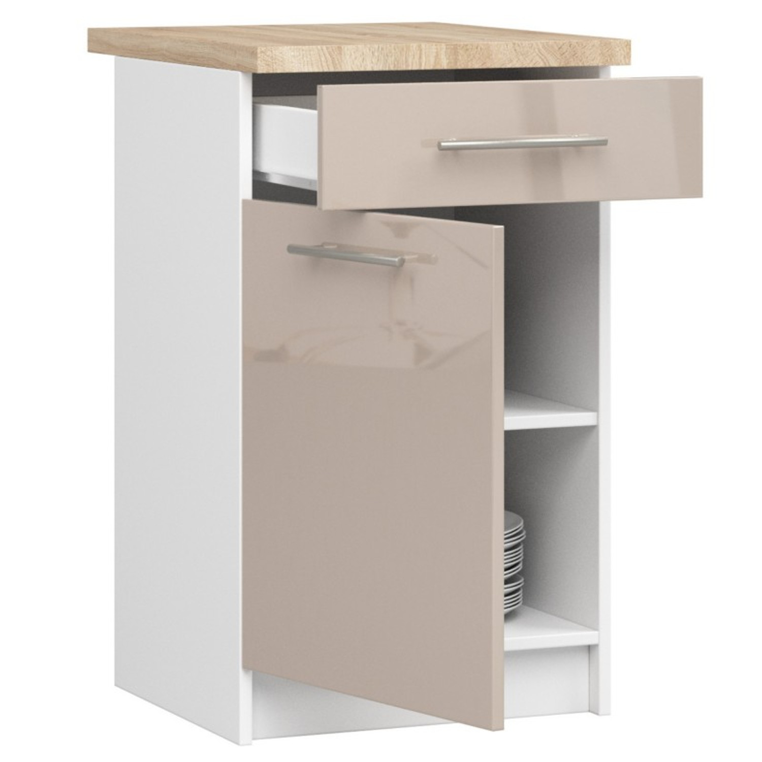 Kuchyňská skříňka OLIVIA S50 SZ1 - bílá/cappuccino lesk — fotka 3