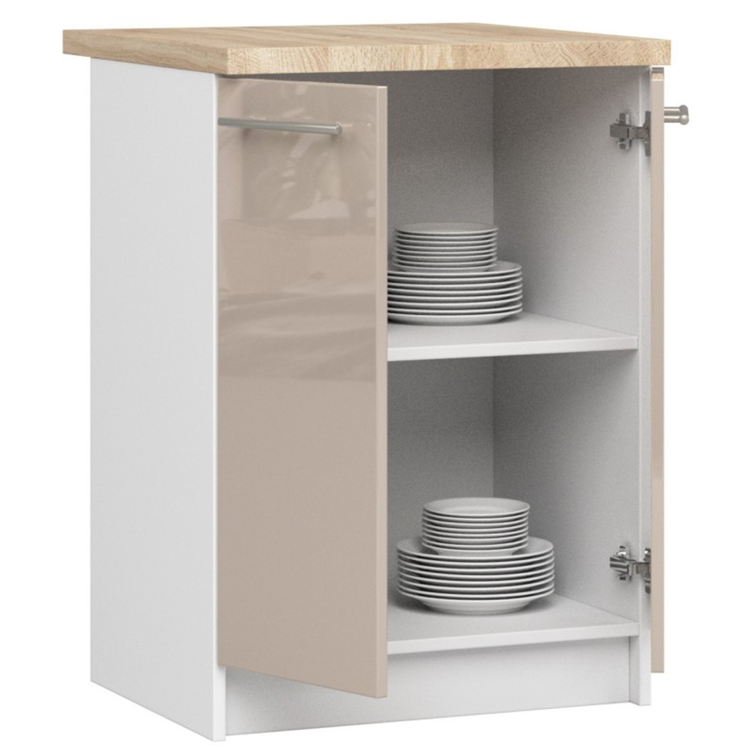 Kuchyňská skříňka OLIVIA S60 2D - bílá/cappuccino lesk — fotka 3