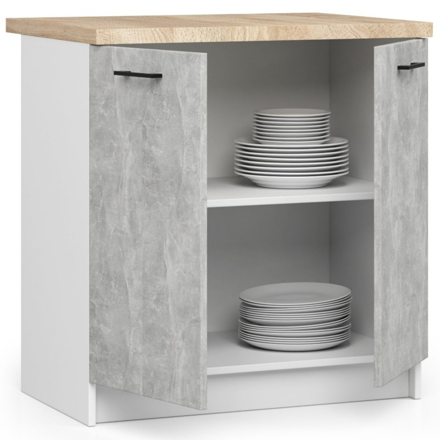 Kuchyňská skřínka OLIVIA S80 2D - bílá/beton — fotka 3
