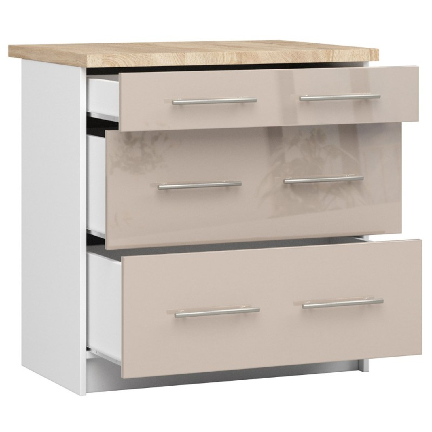 Kuchyňská skříňka OLIVIA S80 3SZ - bílá/cappucccino lesk — fotka 3