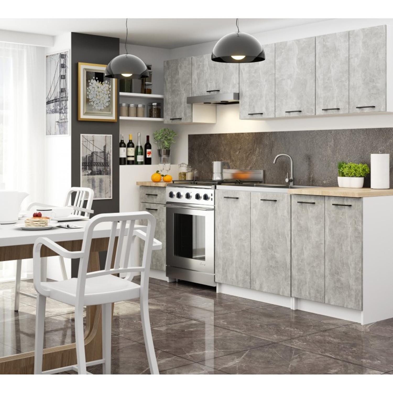 Kuchyňská skříňka OLIVIA W60 H580 - bílá/beton — fotka 4