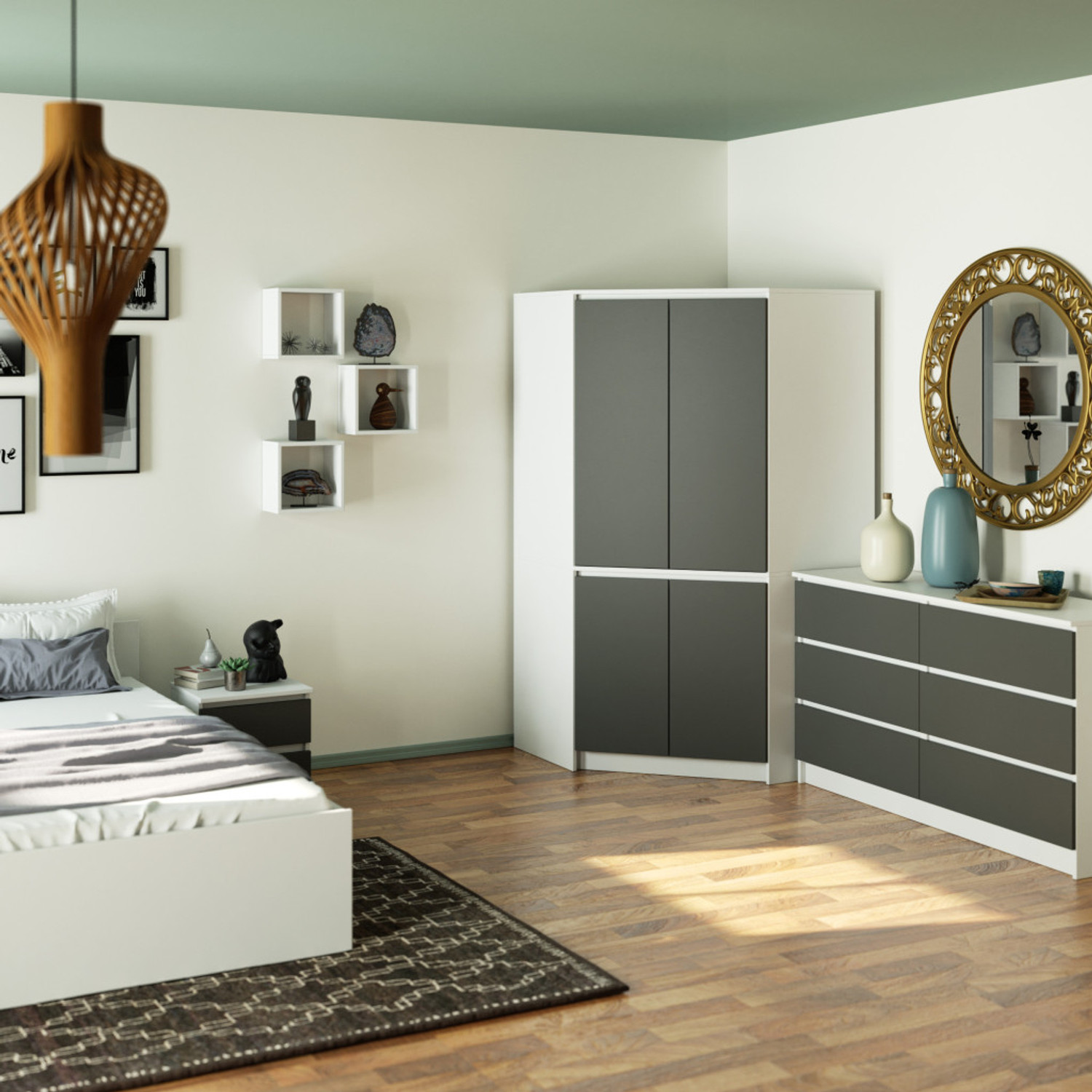 Rohová šatní skříň S100 4D CLP — fotka 6