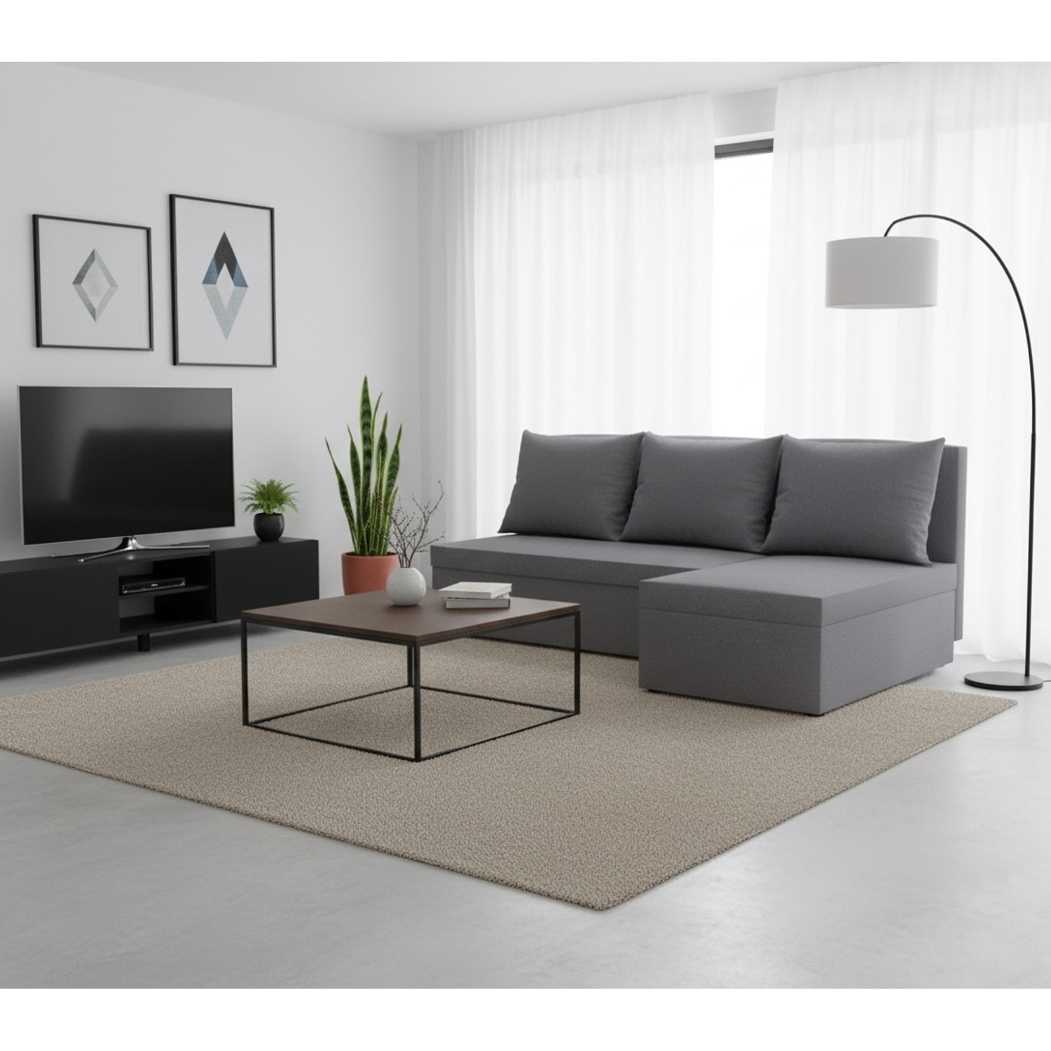 Rozkládací rohová sedací souprava ANDRE Šedá