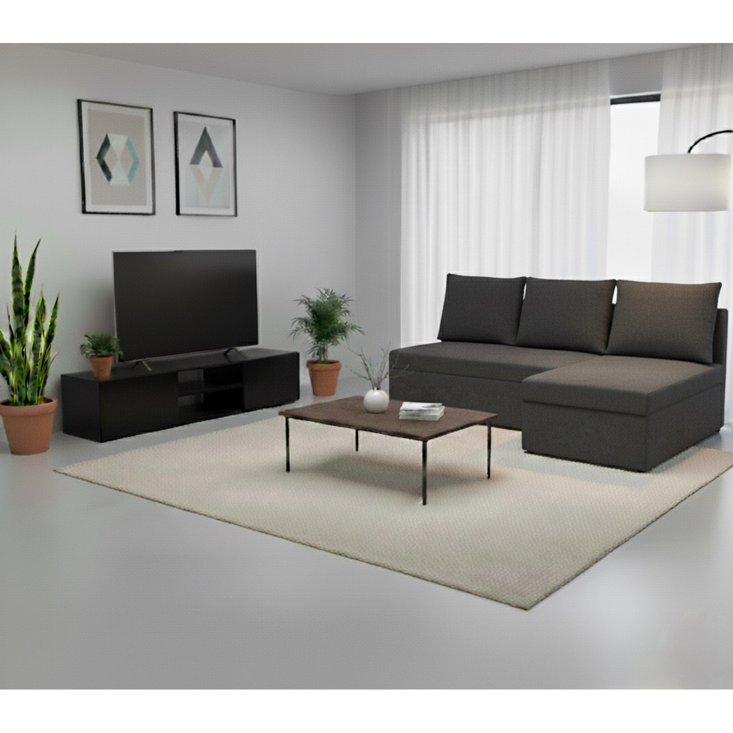 Rozkládací rohová sedací souprava ANDRE Šedá I