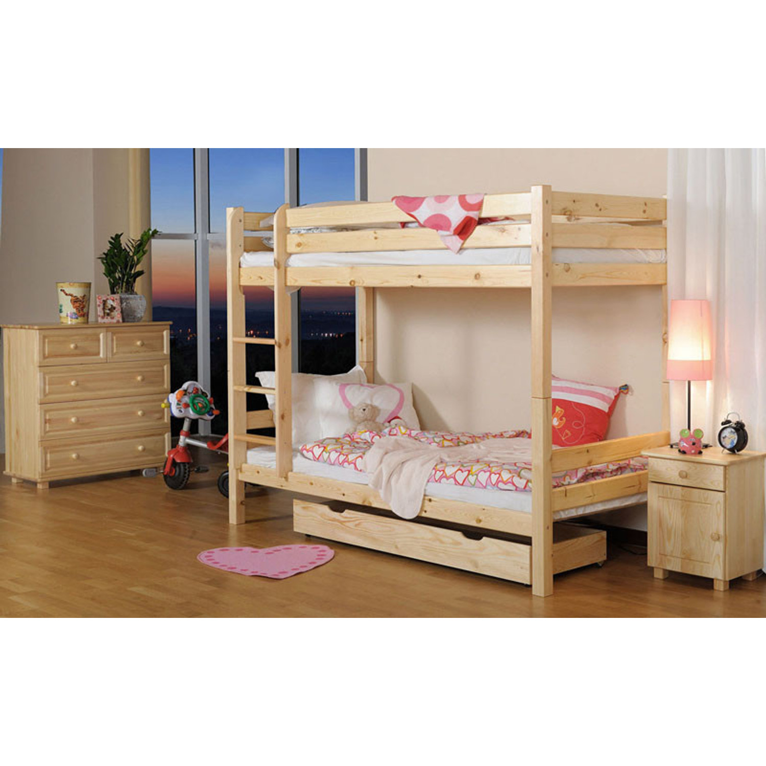 Postel dětsk&aacute; dvoupatrov&aacute; 90x200cm z masivu borovice