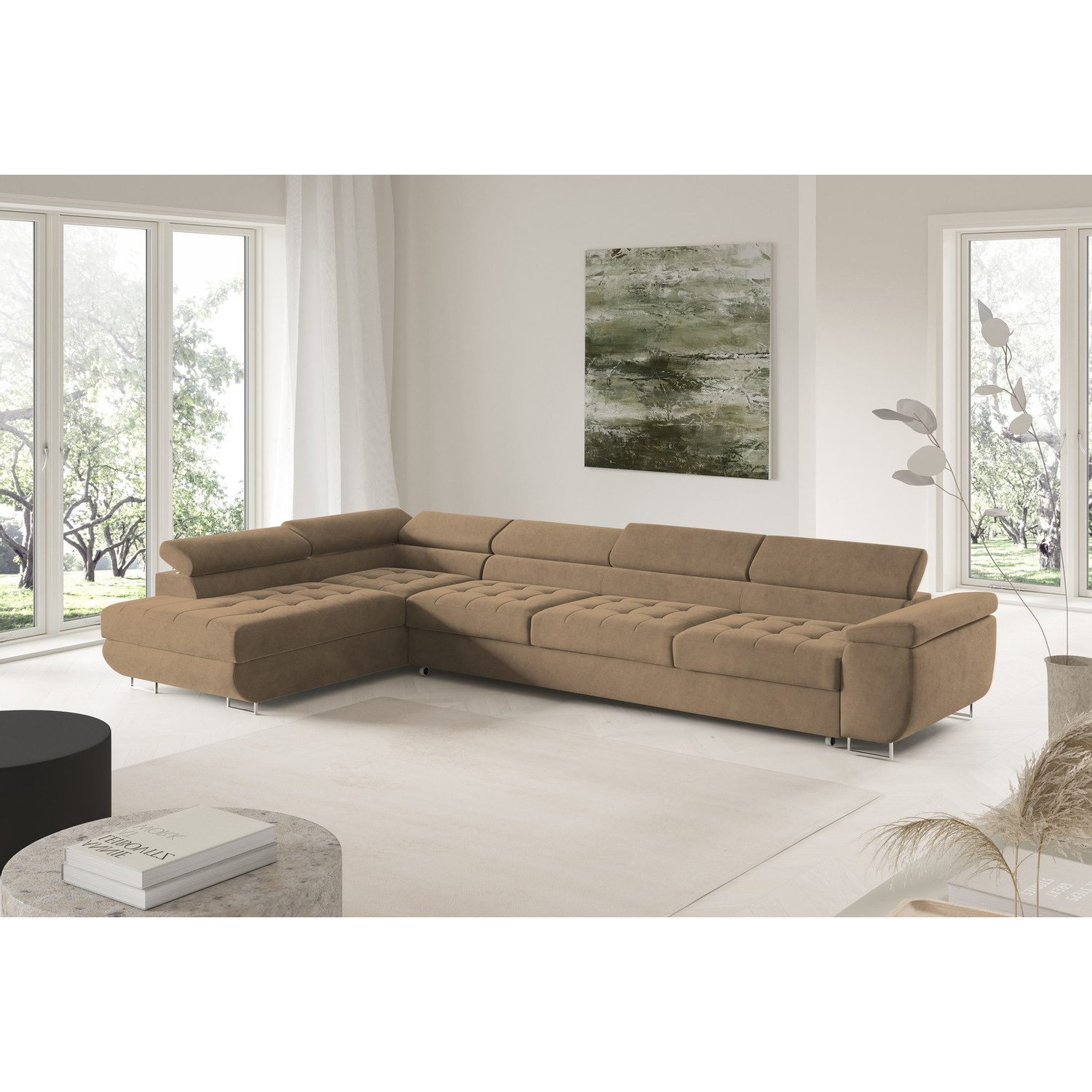 Rohov&aacute; rozkl&aacute;dac&iacute; sedac&iacute; souprava BENJAMIN 155 XL Lev&aacute; Hněd&aacute;