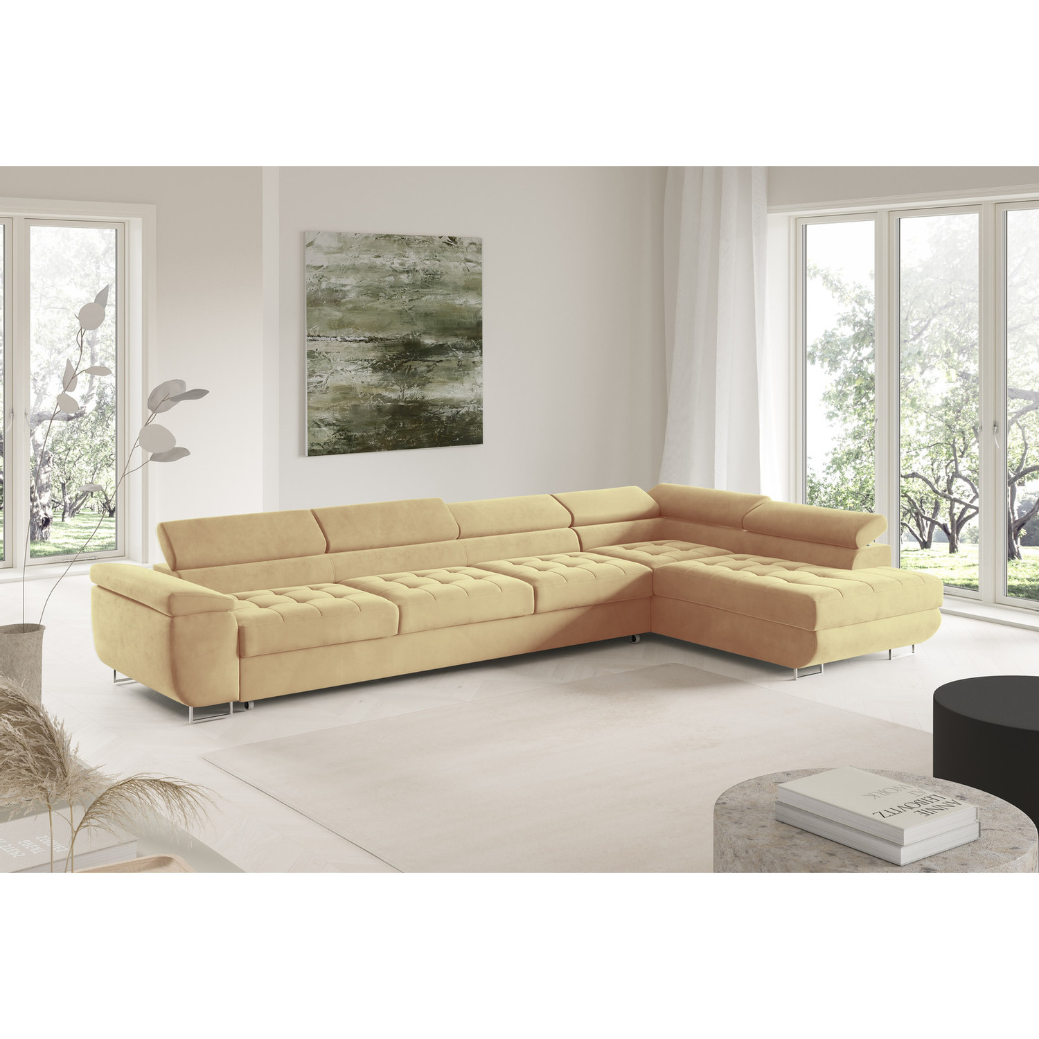 Rohov&aacute; rozkl&aacute;dac&iacute; sedac&iacute; souprava BENJAMIN 155 XL Prav&aacute; Žlut&aacute;