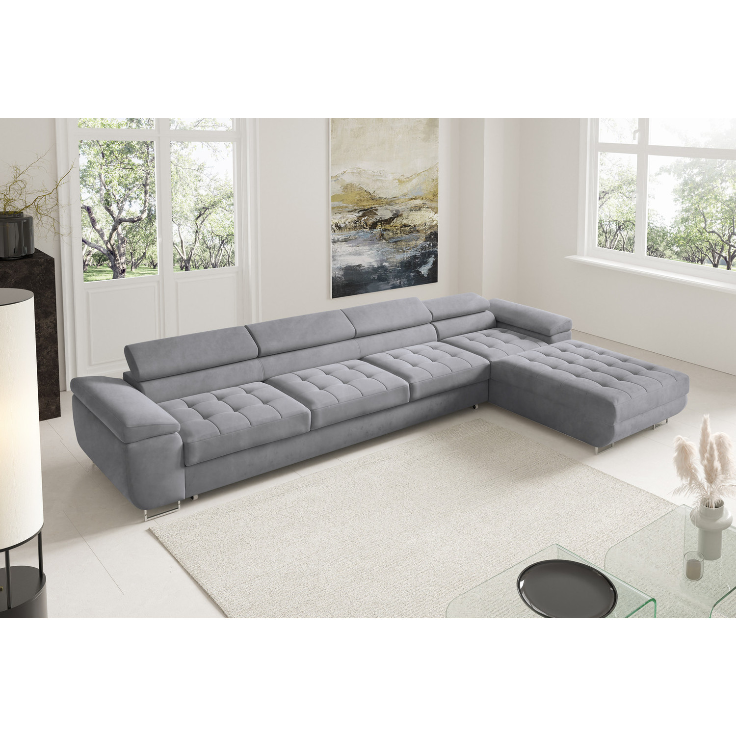 Rohová rozkládací sedací souprava BENJAMIN 272 XL Pravá Šedá IV